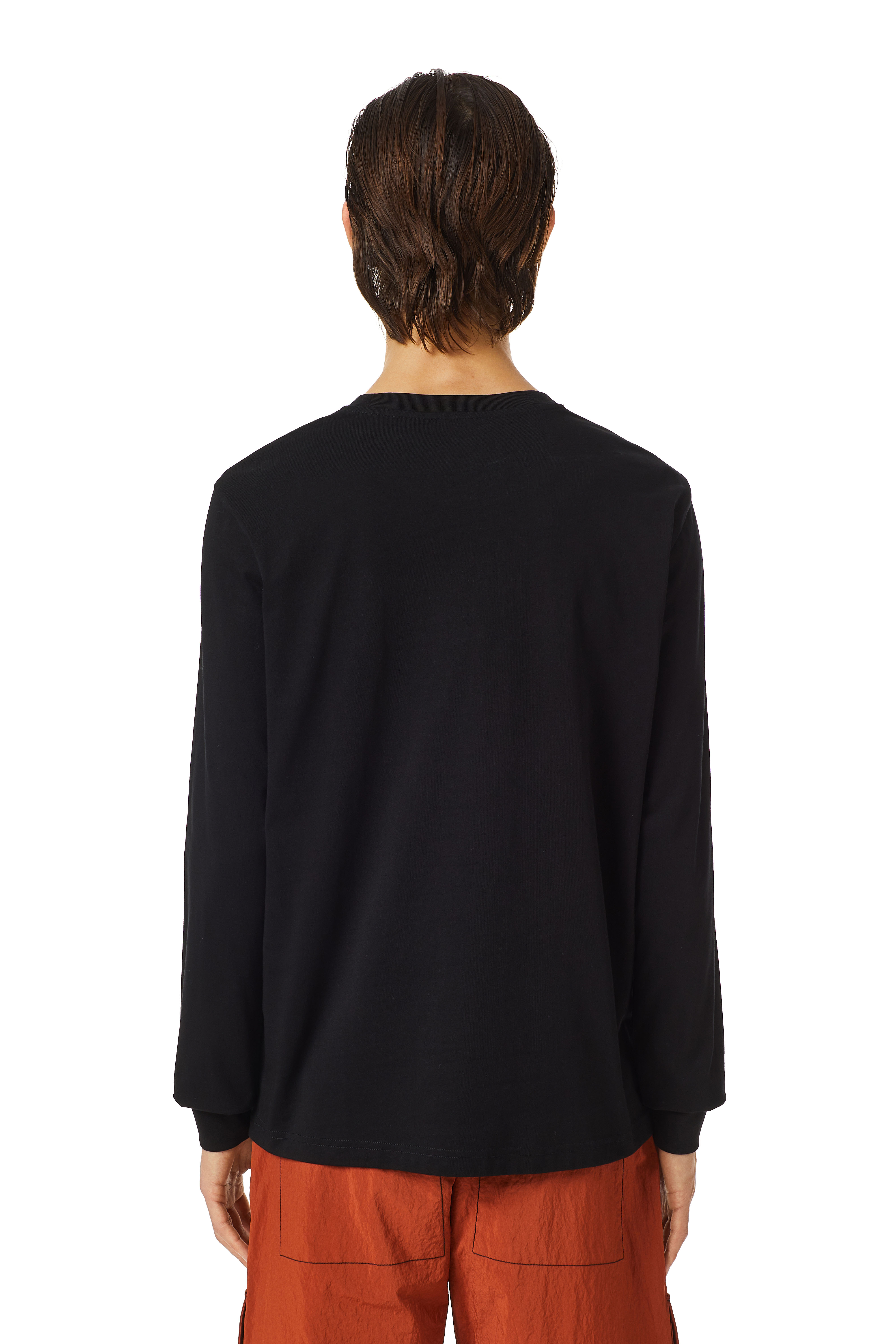 Diesel - T-JUST-LS-DIV, Man's Long-sleeve T-shirt with fleece logo in Black - 4