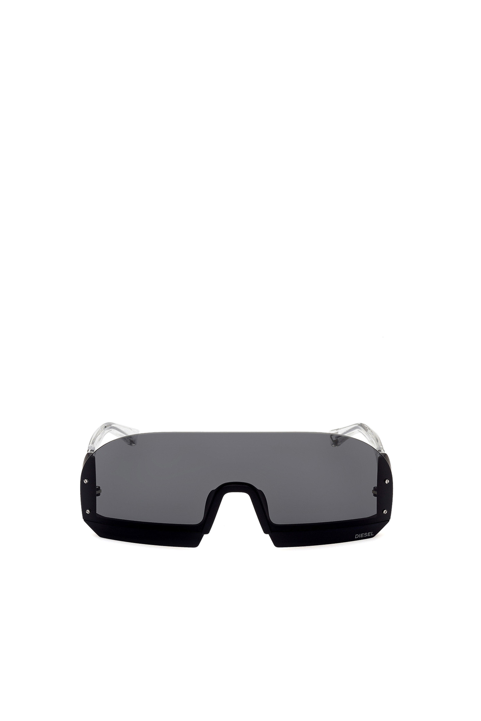 Diesel - DL0336, Man's Shield design with rimless injection-molded construction in Black/White - 2