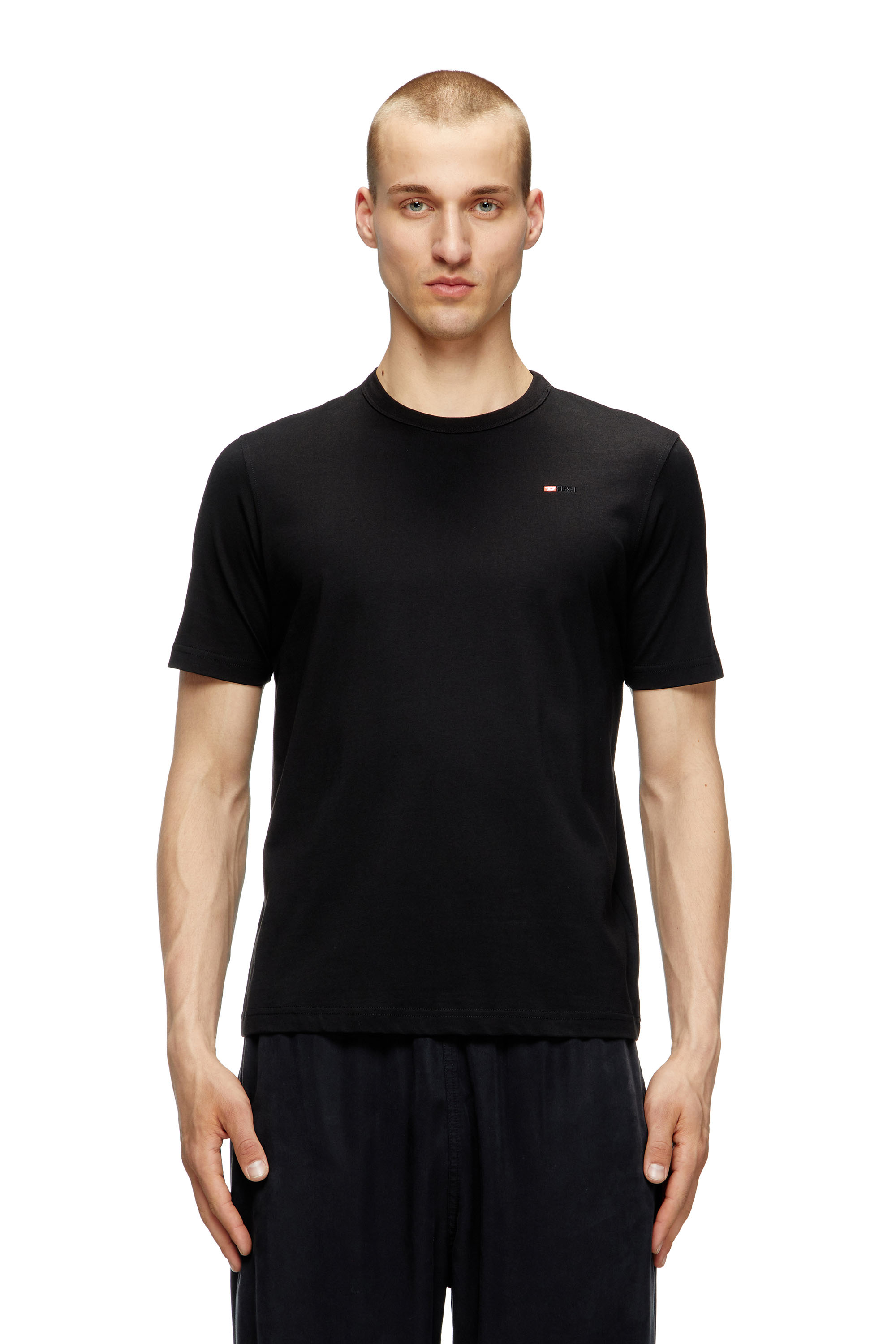 Diesel - T-ADJUST-MICRODIV, Unisex's T-shirt with micro-embroidered logo in Black - 1