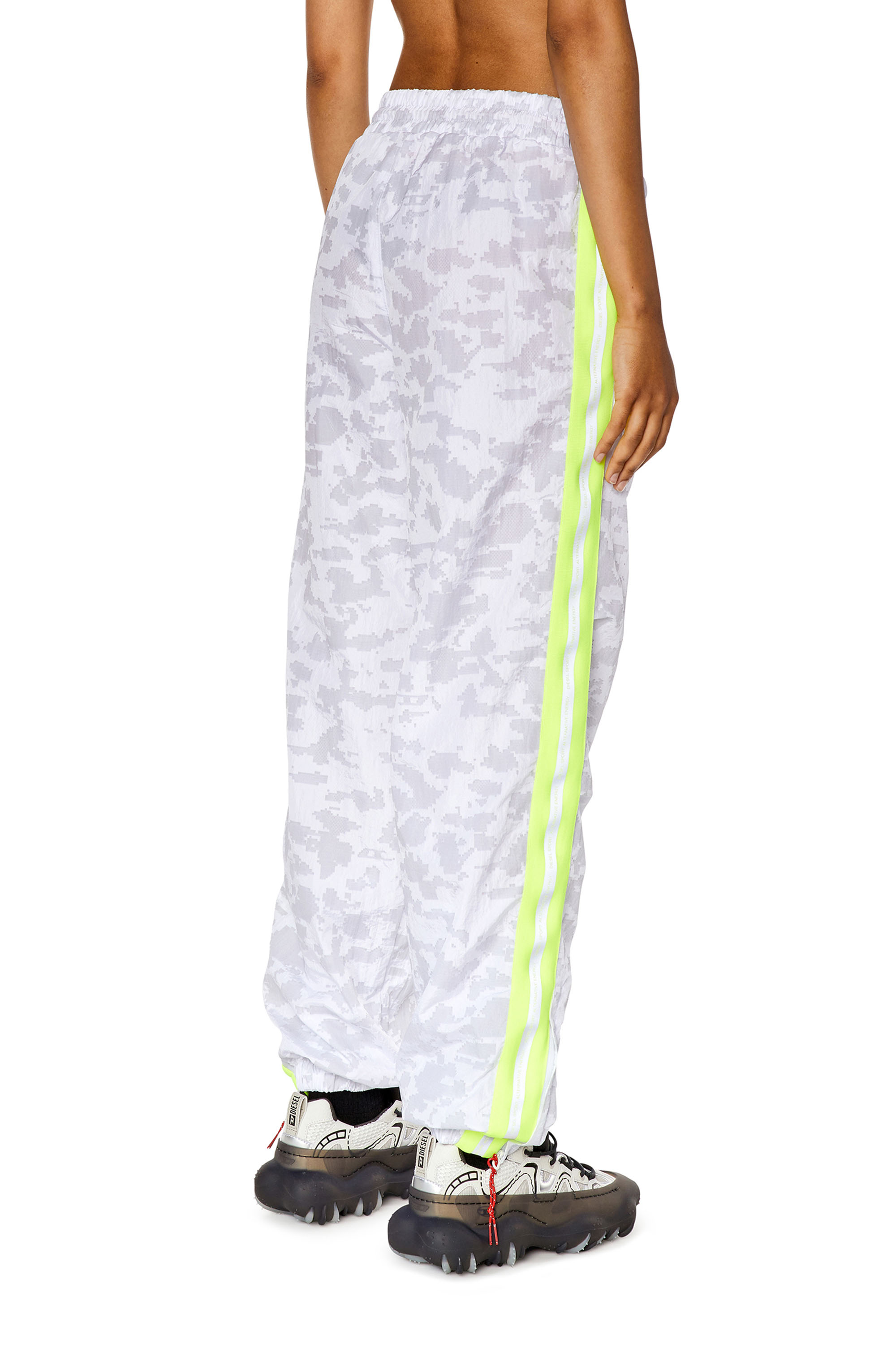 Diesel - AWWB-ELIZA-HT43, Woman's Track pants with pixelated print in Grey/Yellow - 4