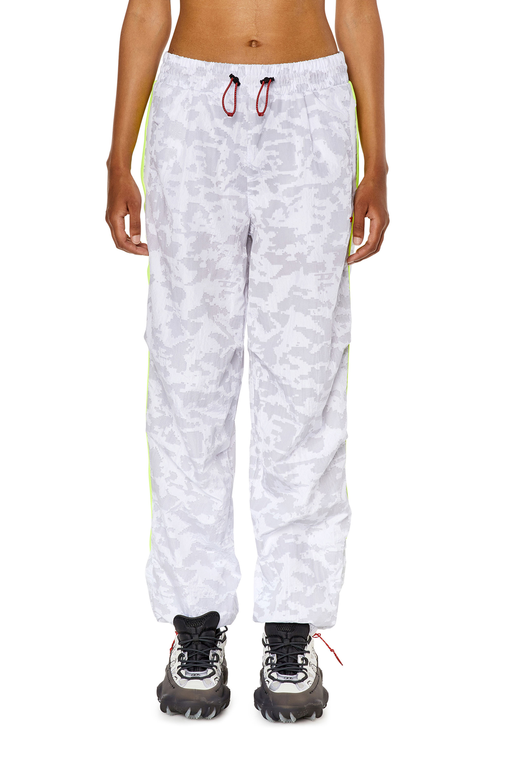Diesel - AWWB-ELIZA-HT43, Woman's Track pants with pixelated print in Grey/Yellow - 1