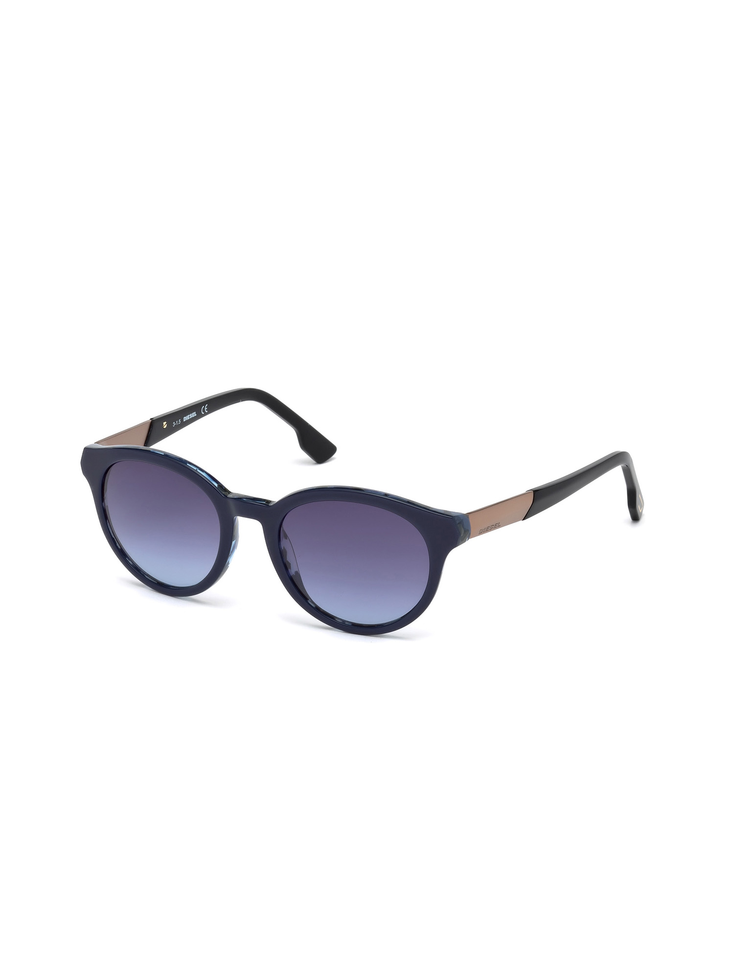 Diesel - DM0186, Unisex's Full rim shape eyewear with metal plaque in Brilliant Blue - 4
