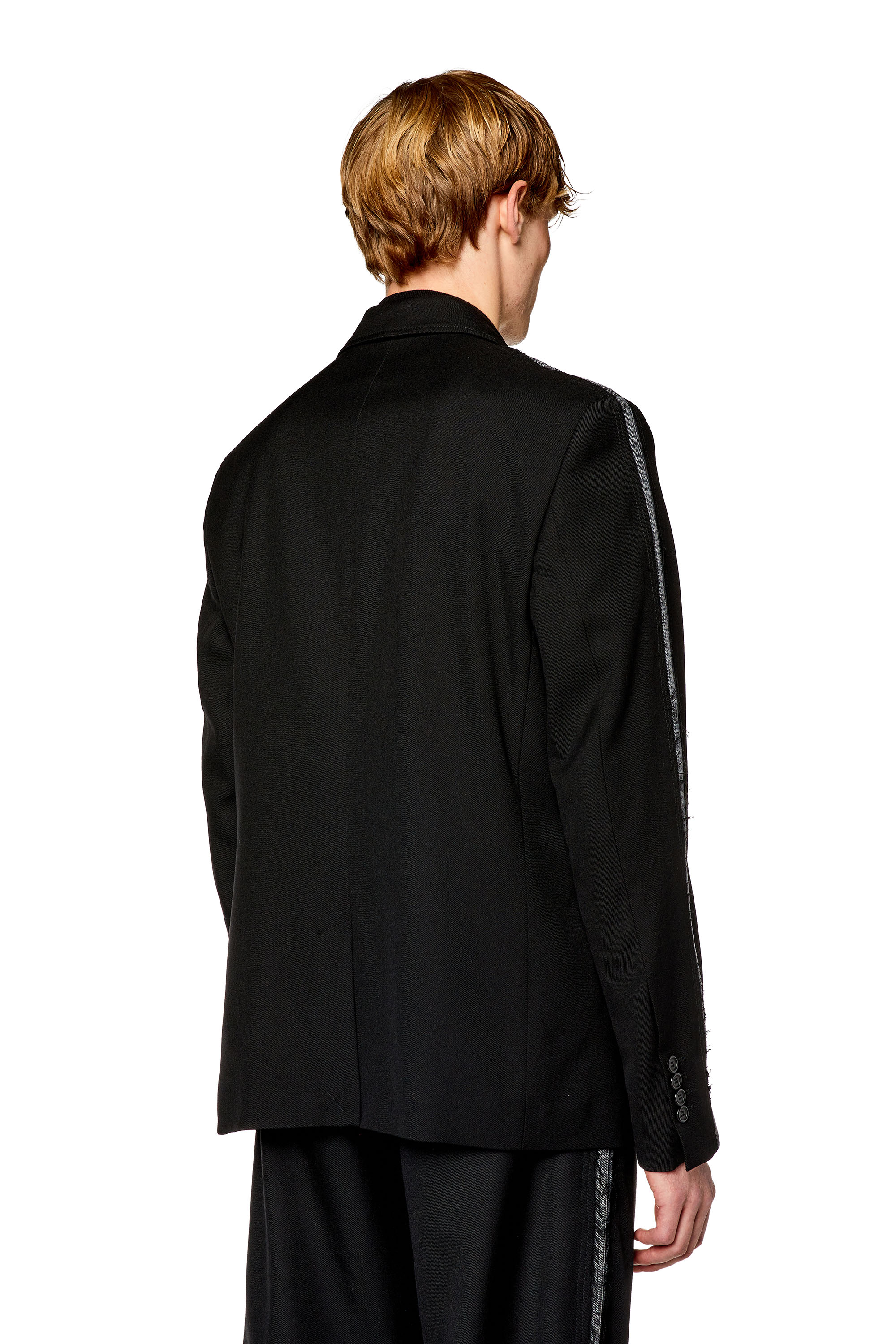 Diesel - J-HIVO, Man's Cool wool blazer with denim inserts in Black - 4