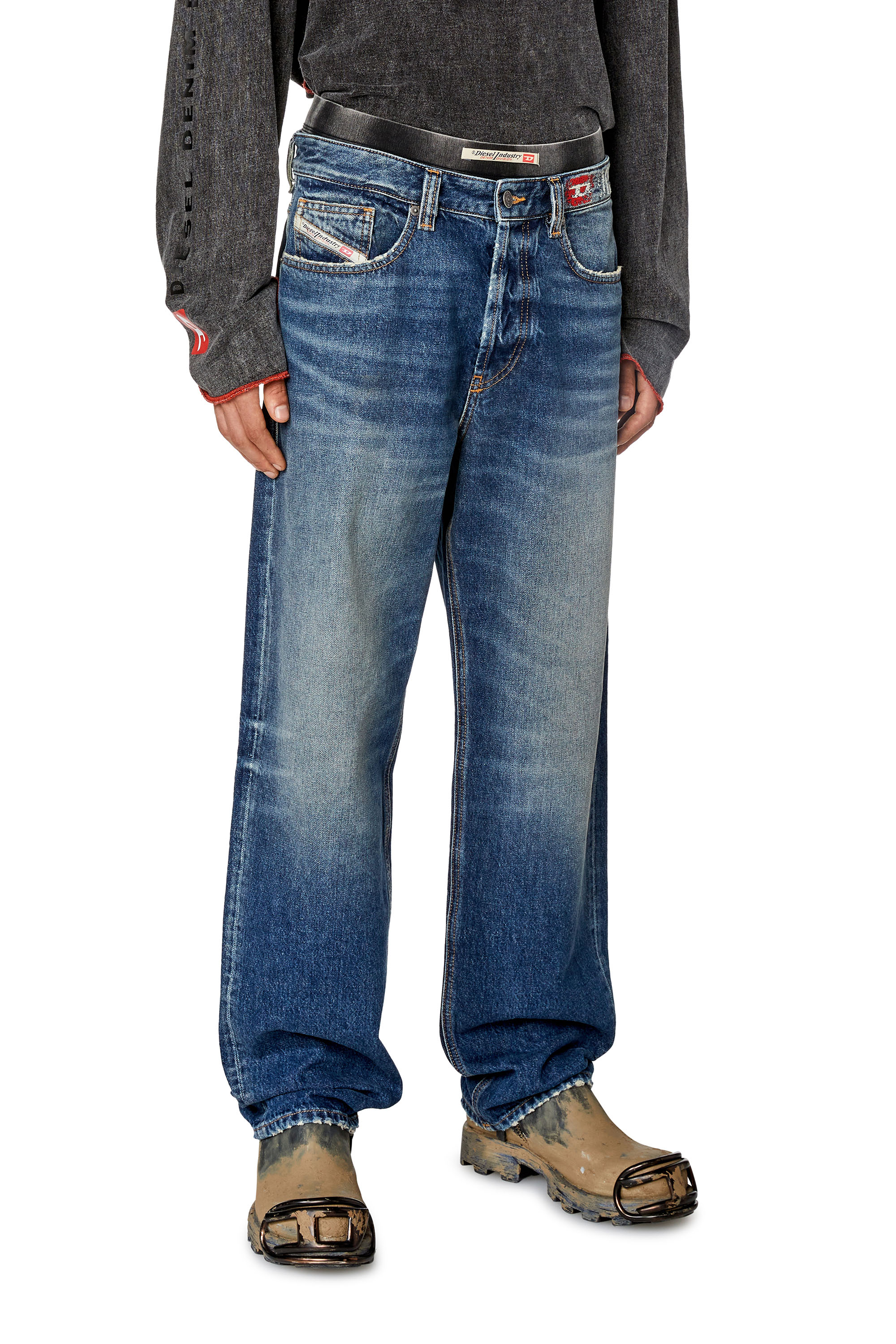 Diesel - Straight Jeans 2010 D-Macs 09H02, Man's Straight Jeans - 2010 D-Macs in Medium blue - 1