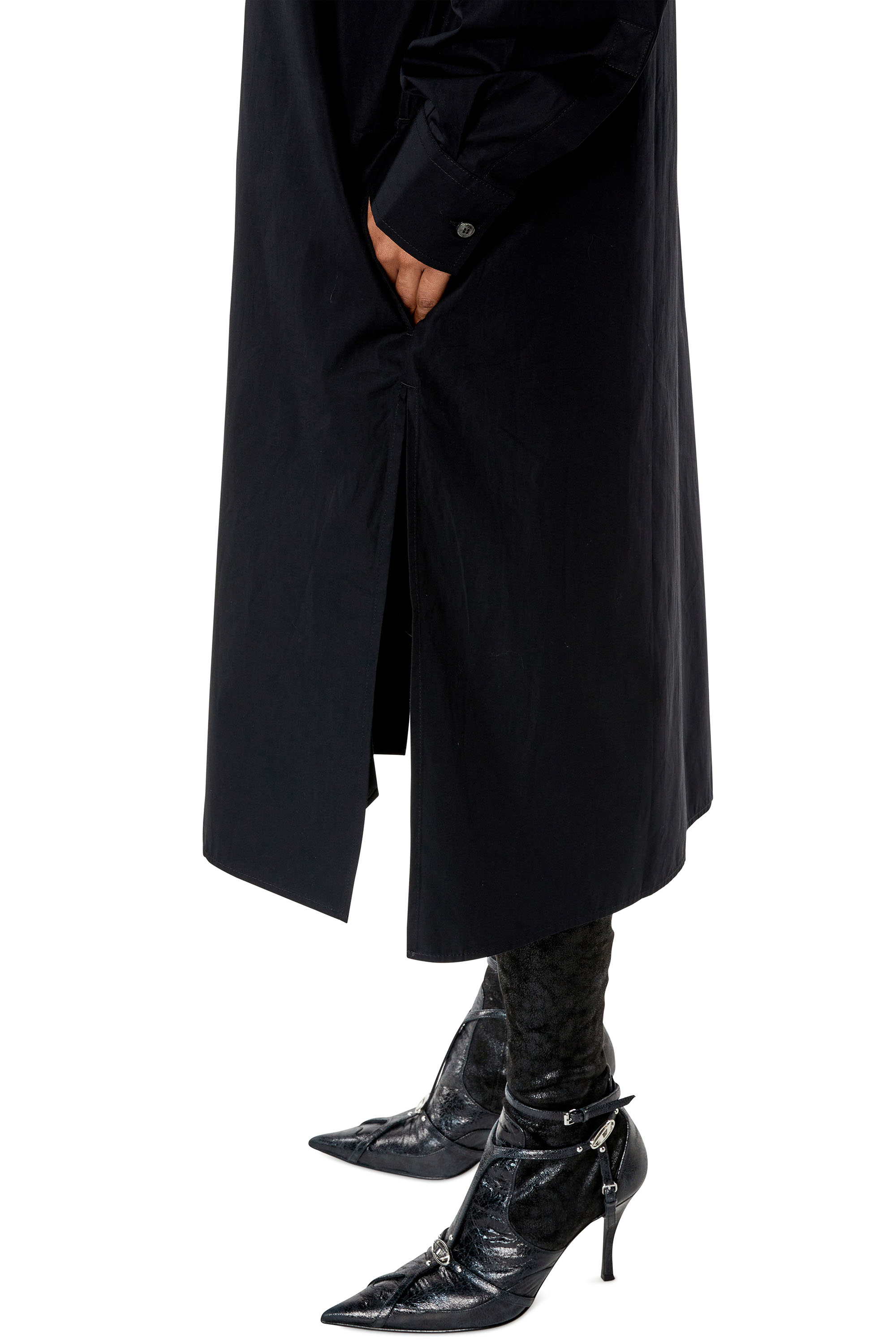 Diesel - D-LUN, Woman's Shirt dress with maxi oval D embroidery in Black - 3