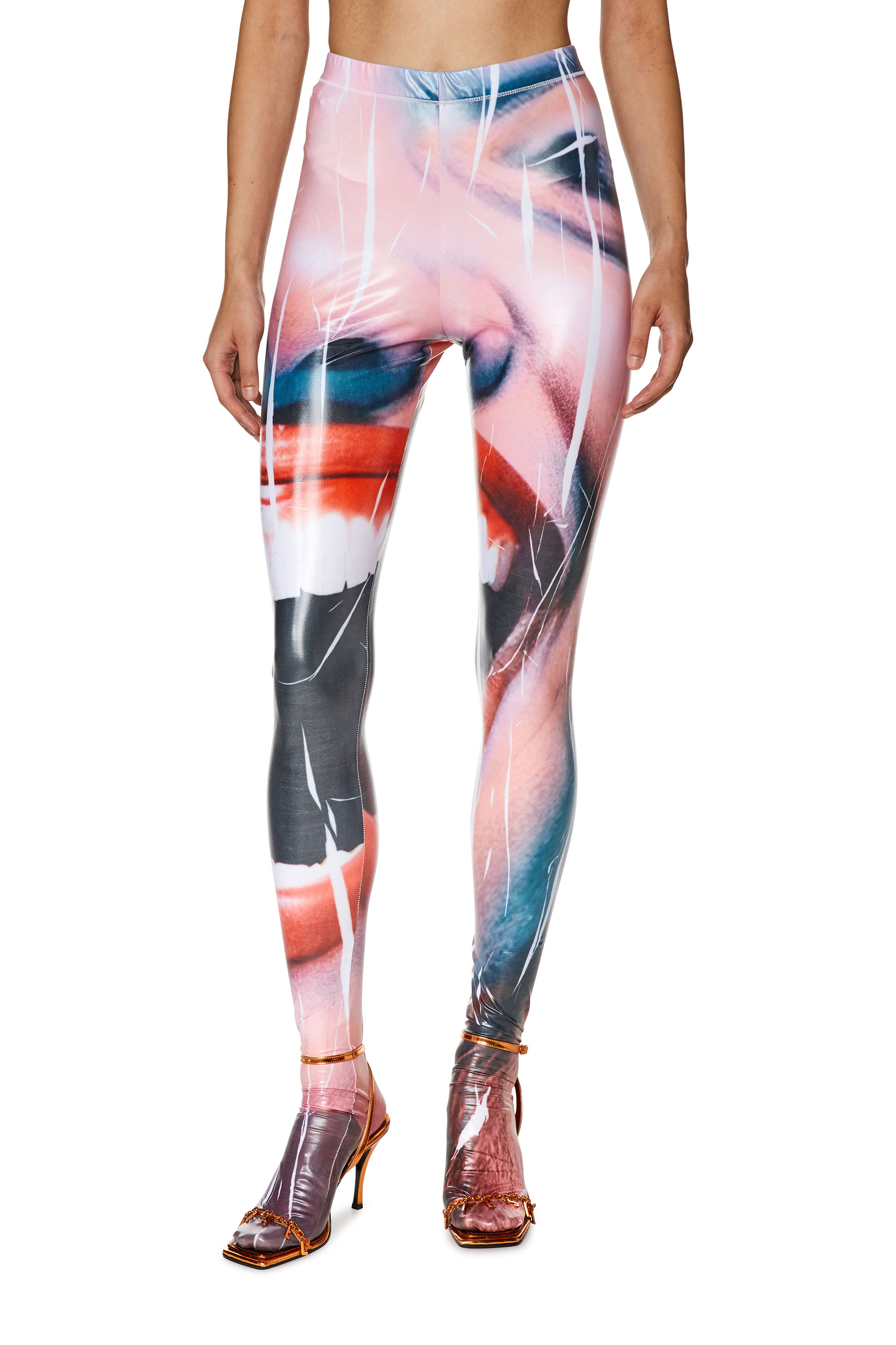 Diesel - P-KOLL-M1, Woman's Tights with close-up face print in Pink - 1