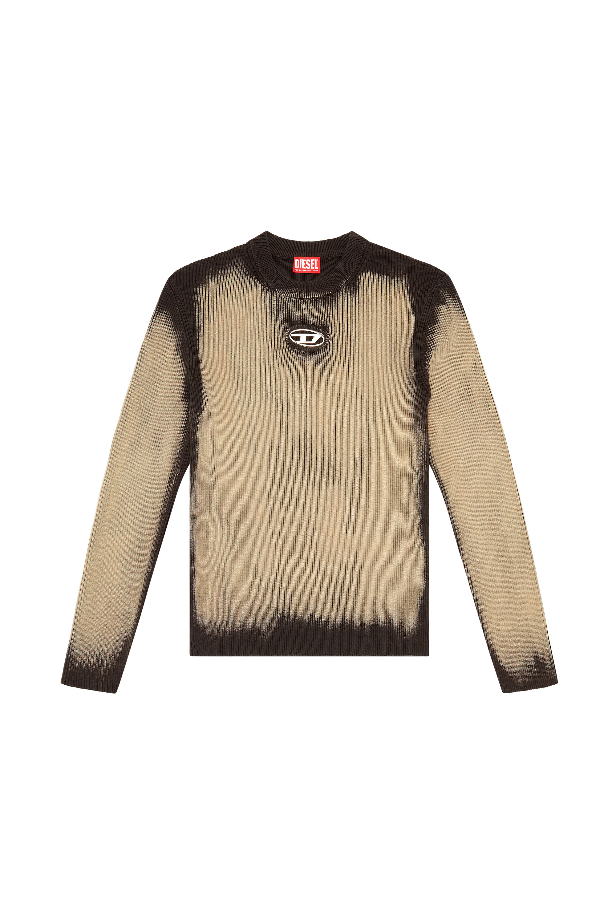 Diesel - K-DARIN, Man's Treated jumper with metal logo insert in Beige - 3