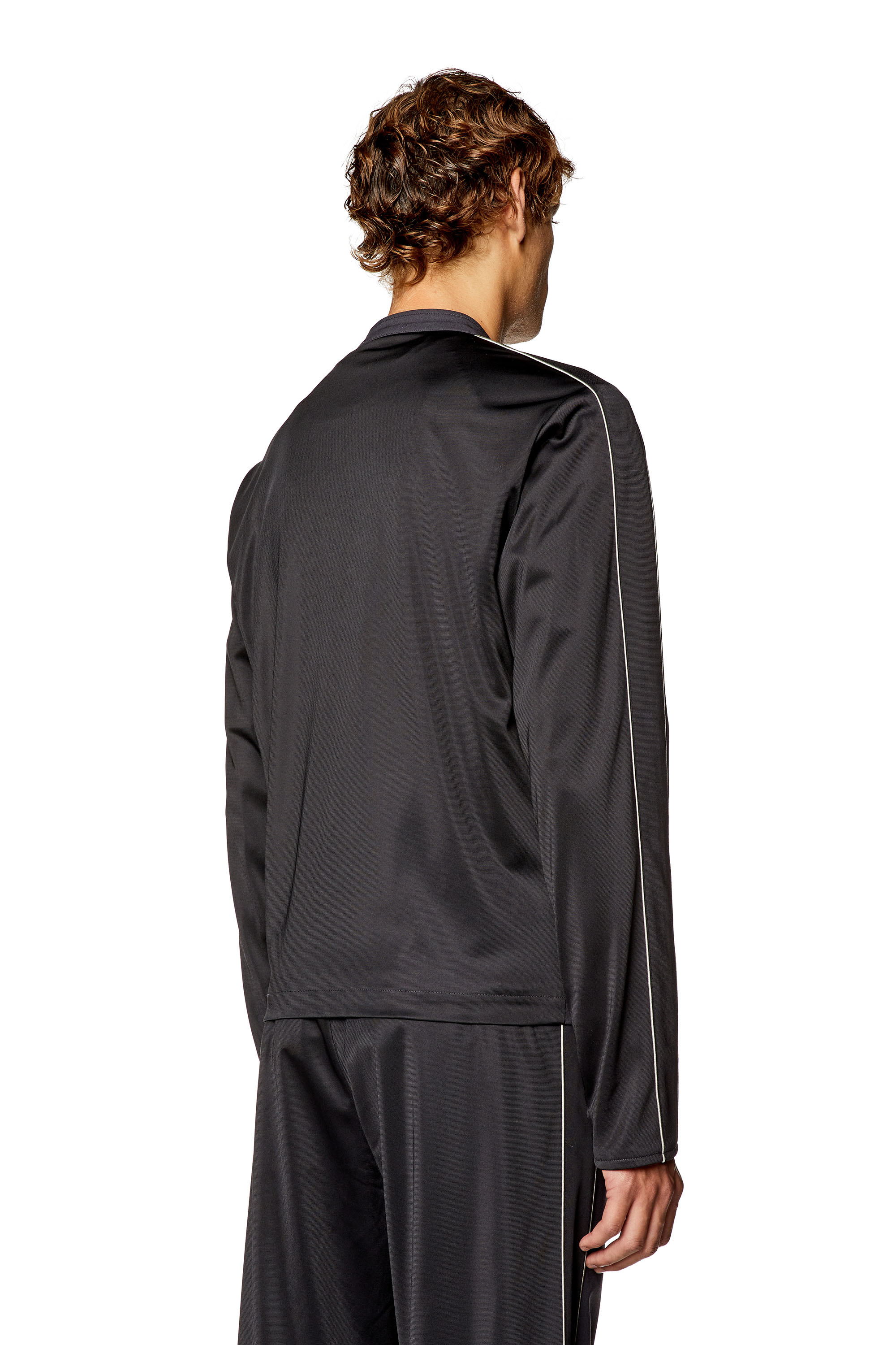 Diesel - J-DEVLIN, Man's Biker jacket in cool wool and tech jersey in Black/Grey - 4