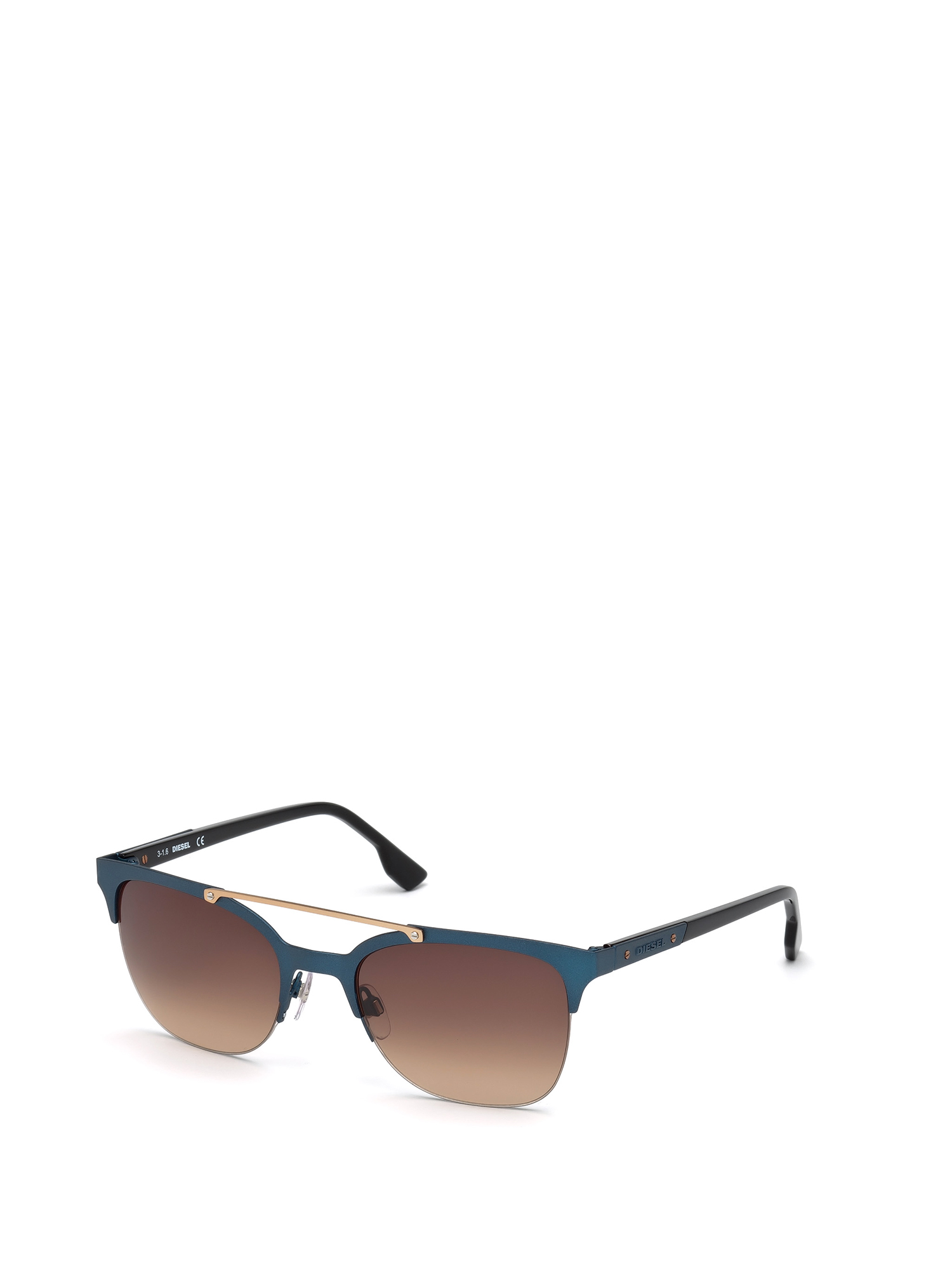 Diesel - DL0215, Man's Square eyewear with metal double bridge in Blue - 4