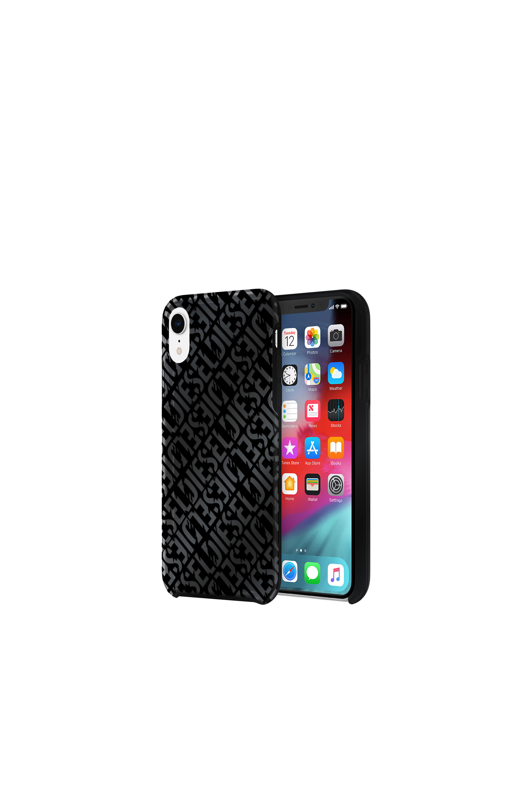 Diesel - DIESEL PRINTED CO-MOLD CASE FOR IPHONE XR, Unisex's Distressed logo pattern case, iPhone XR in Black - 1