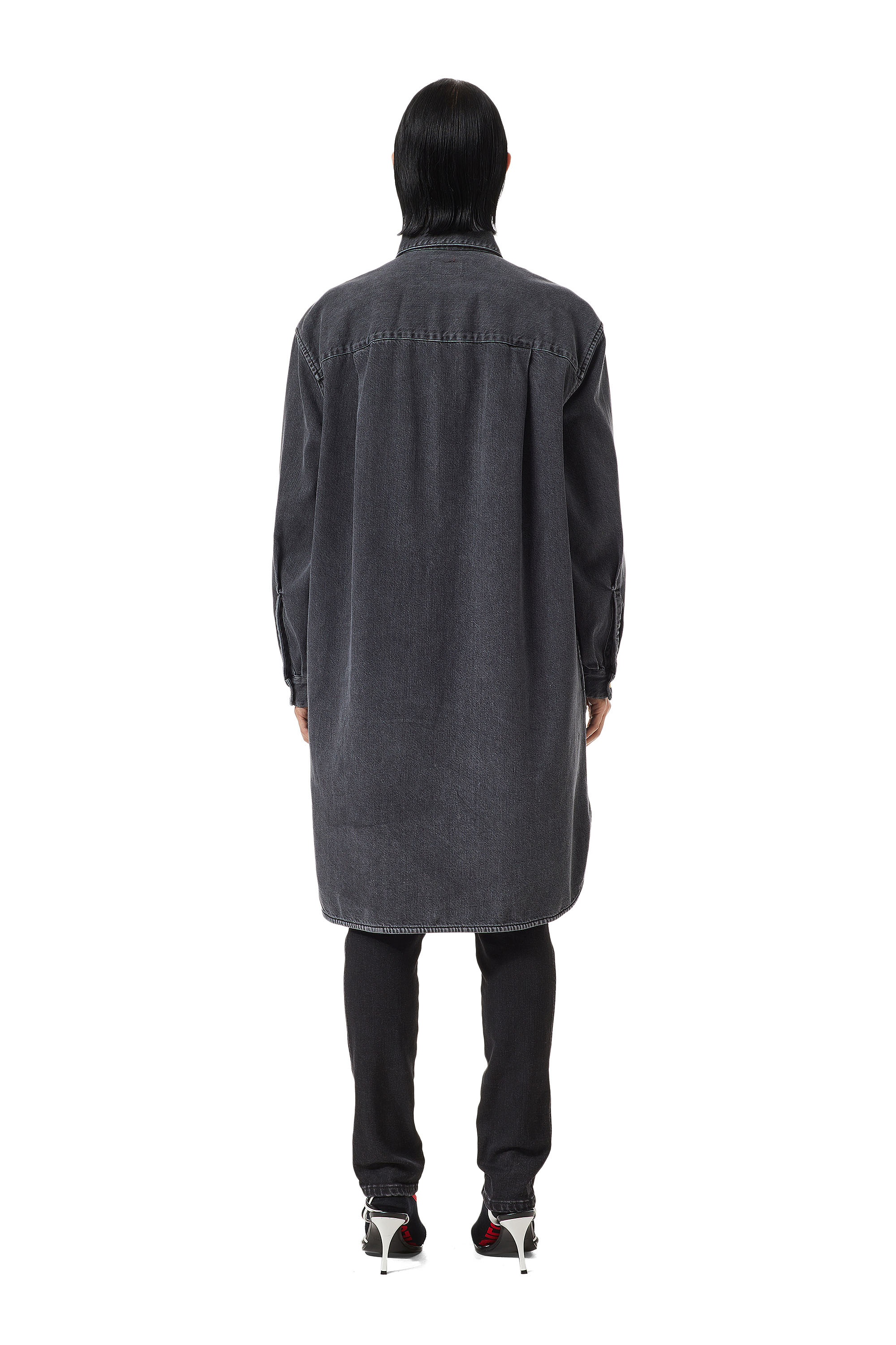 Diesel - DE-BLEX SHIRT DRESS, Woman's Shirt dress in denim in Black/Dark grey - 3