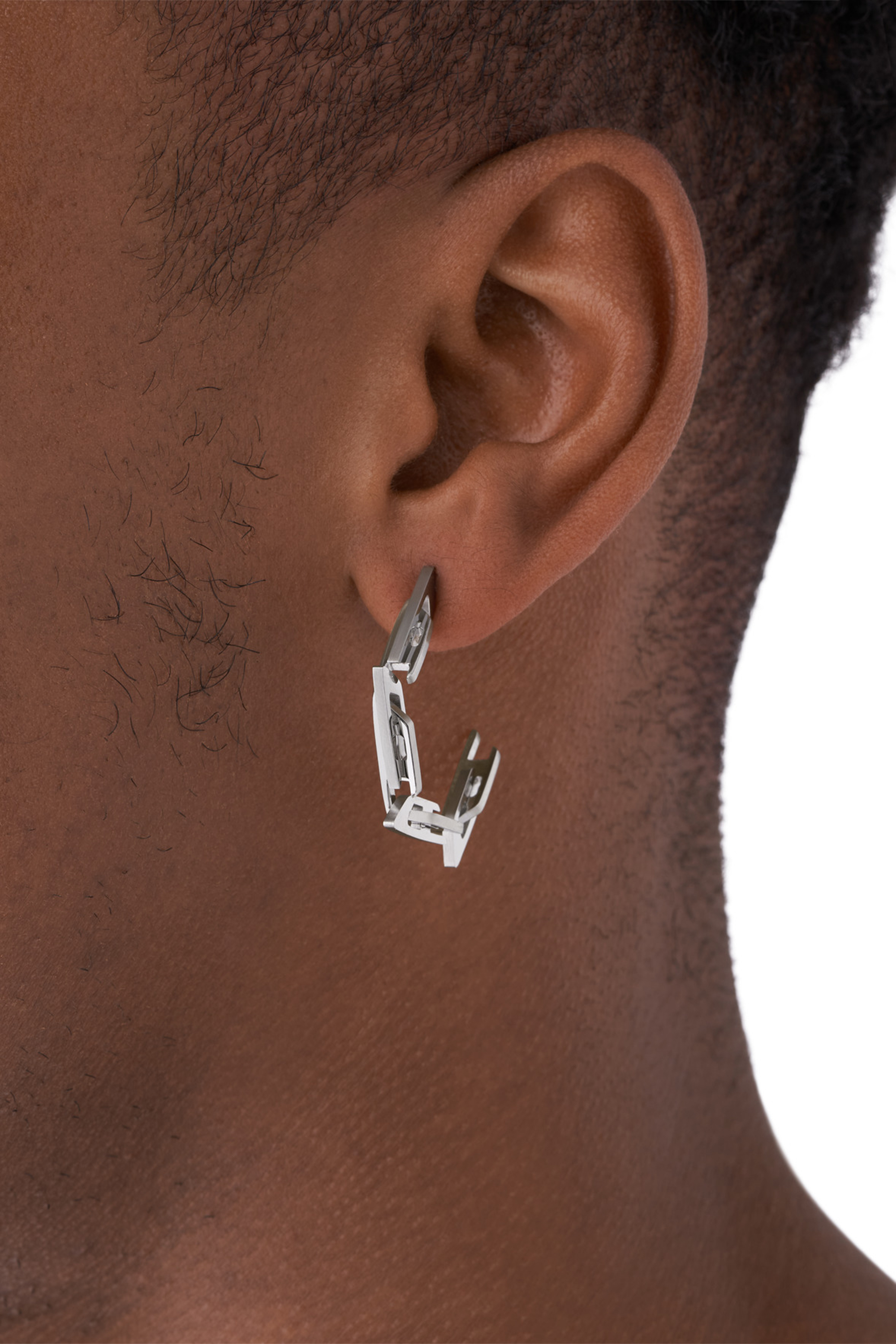 Diesel - DX1375, Unisex's Stainless Steel D Logo Hoop Earrings in Silver - 4