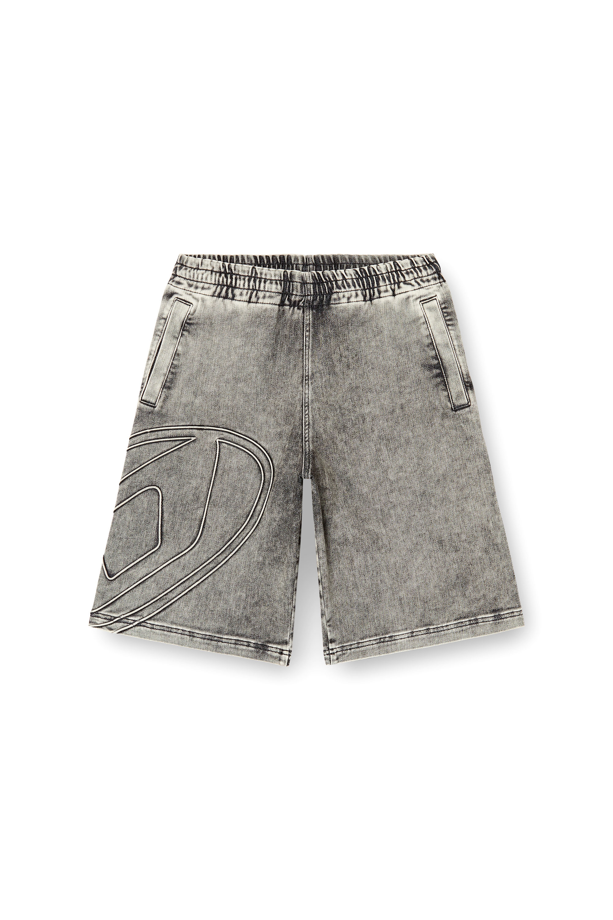 Diesel - D-ENNY-S TRACK, Unisex's Track Denim bermudas with Oval D in Grey - 3