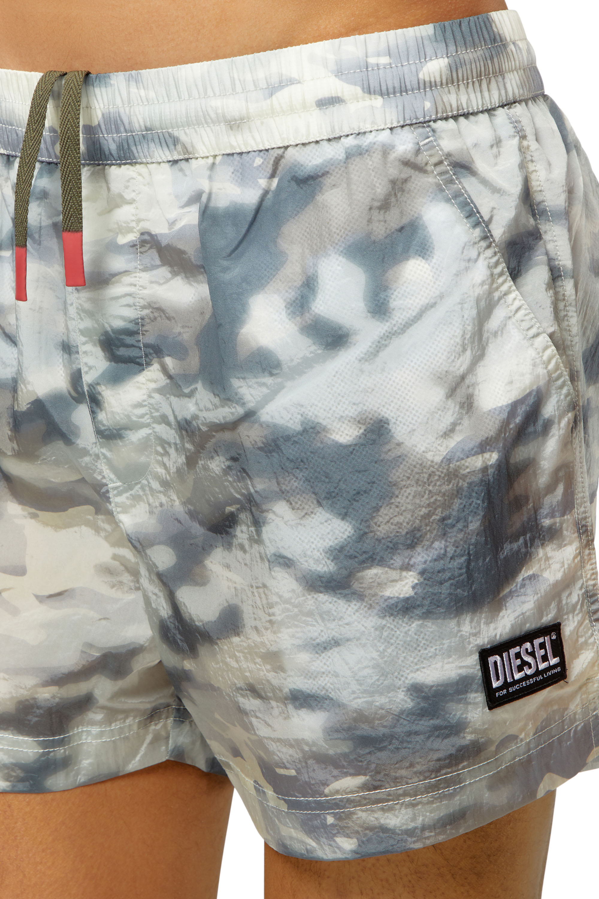 Diesel - BMBX-MARIO-34CM-UTILITY, Man's Swim shorts with utilitarian print in Grey - 4