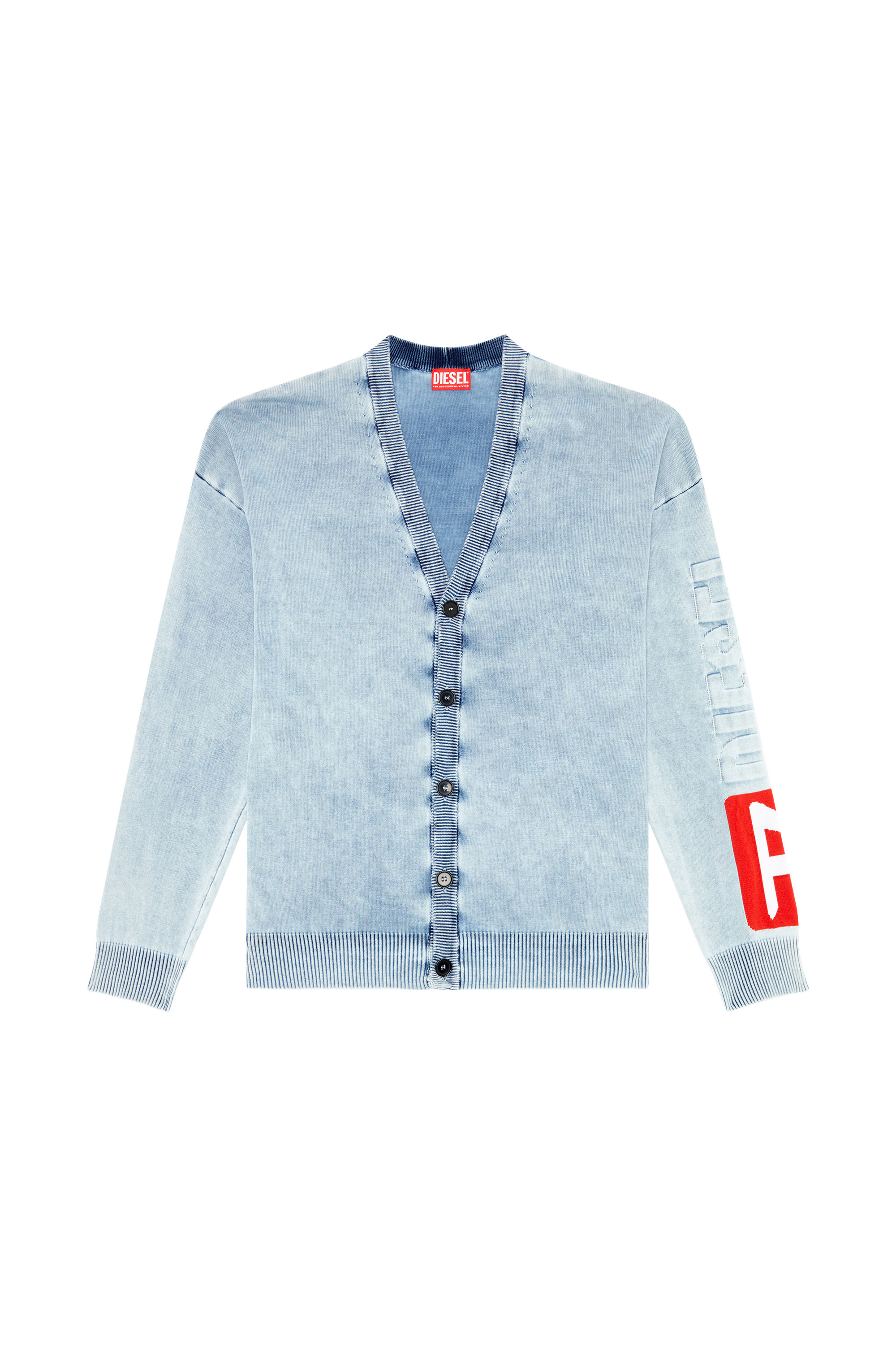 Diesel - K-ZENO, Man's Cardigan in indigo cotton in Light Blue - 3