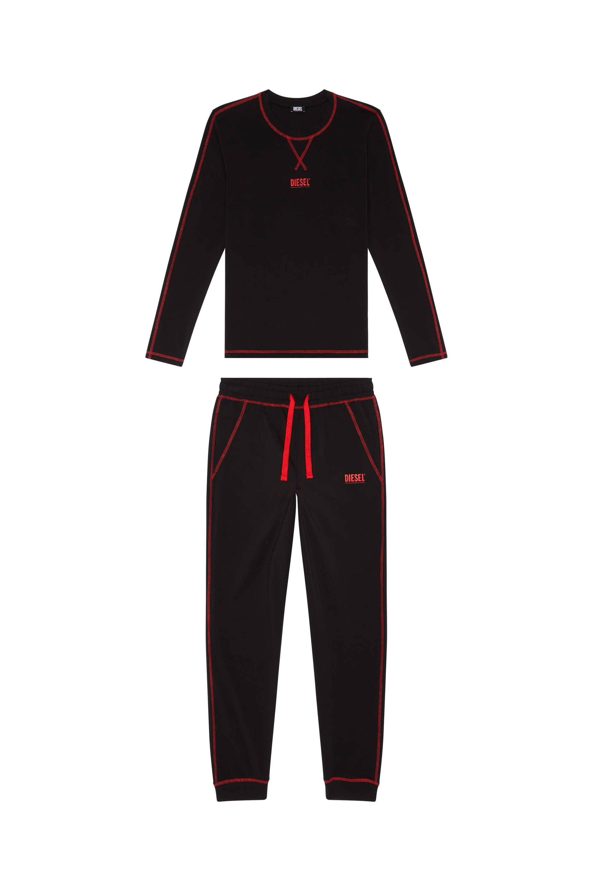 Diesel - UFSET-KRYSTI, Woman's Cotton pyjamas with contrast stitching in Black - 4
