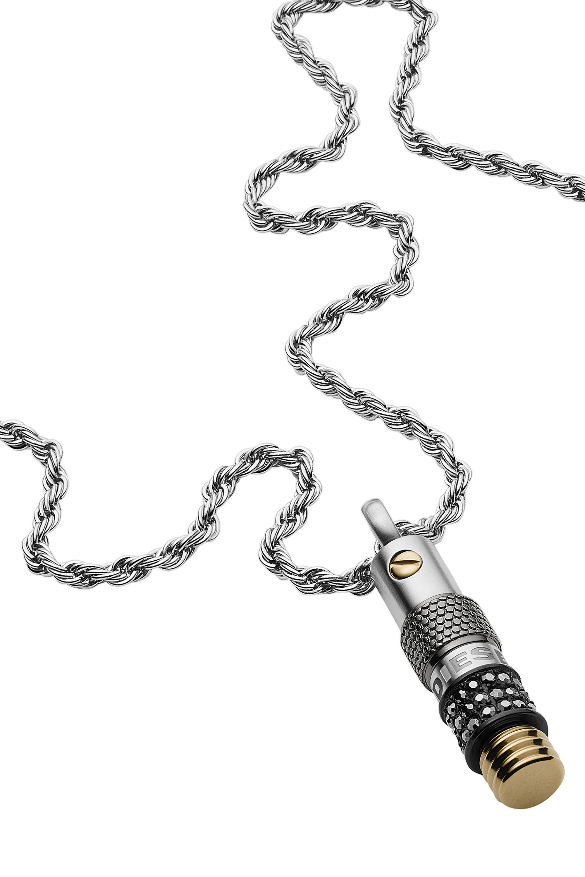 Diesel - DX1224, Man's Stainless Steel and Semi-Precious Pendant Necklace in Silver - 1