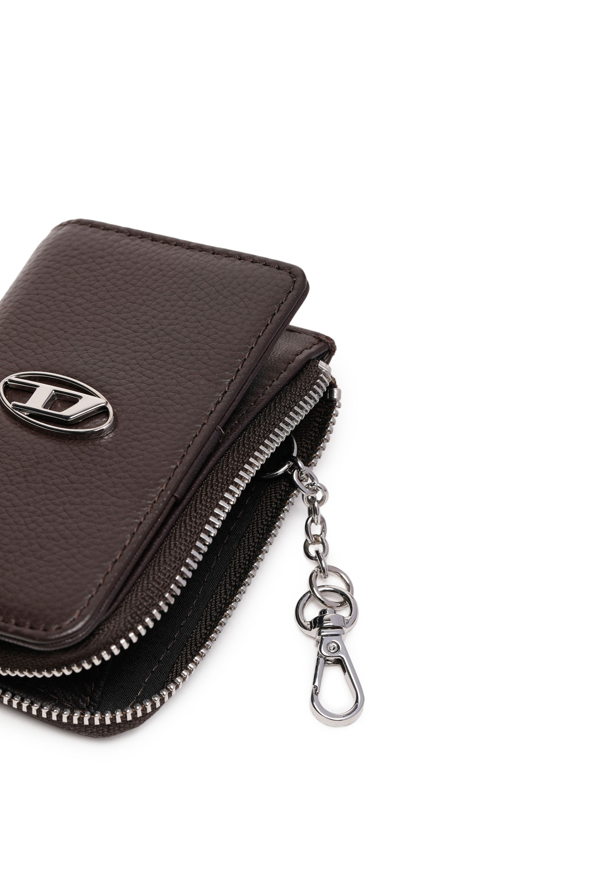 Diesel - L-ZIP KEY, Man's Key case in grained leather in Brown - 4