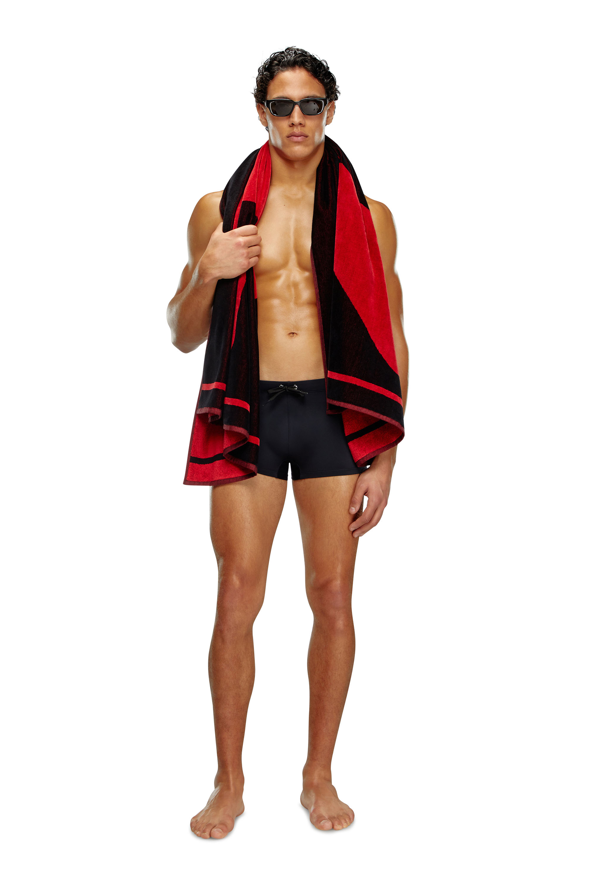 Diesel - BMBX-BRAD, Man's Swim boxer briefs with back logo print in Black - 1
