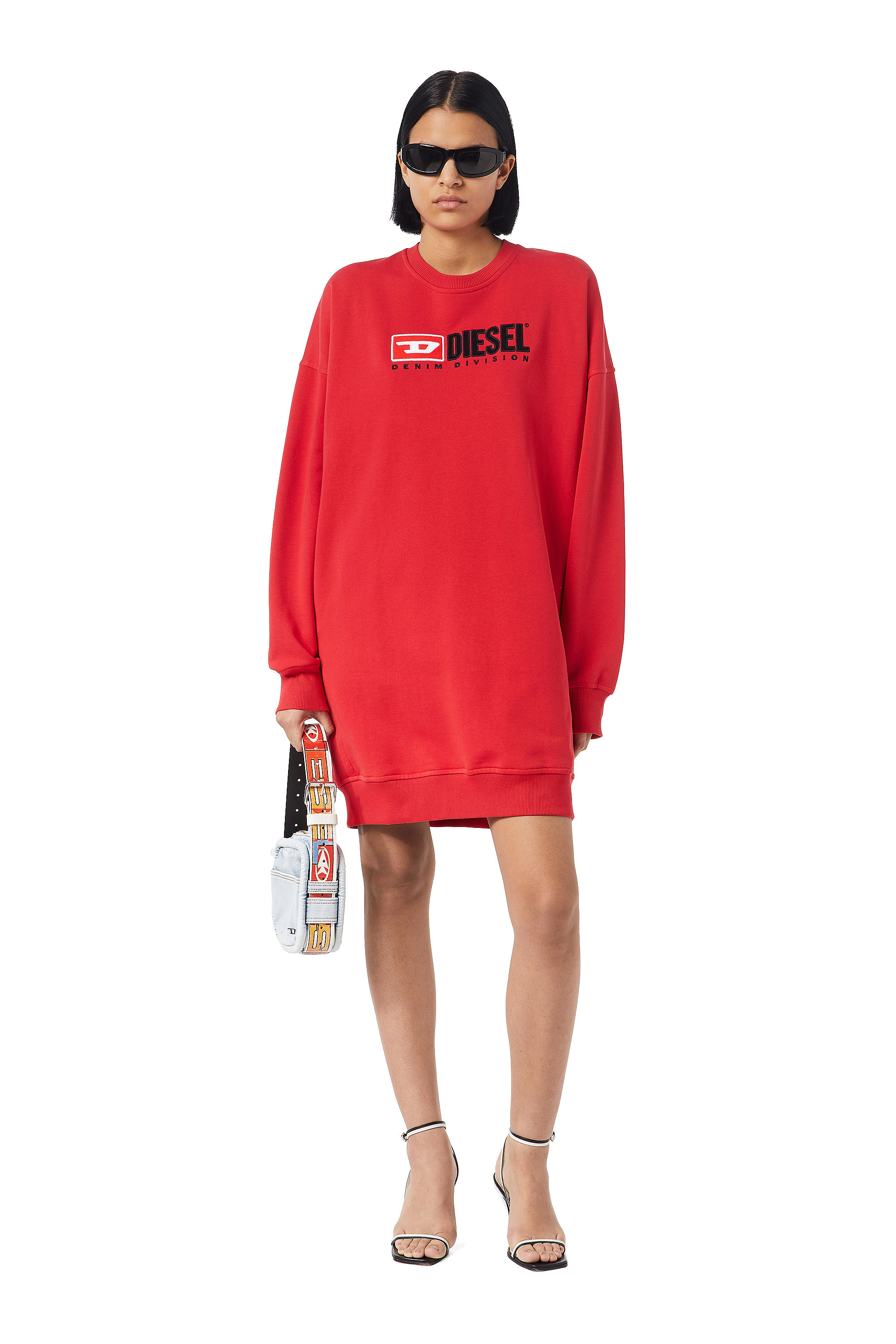 Diesel - D-ROBBIE-DIV, Woman's Sweatshirt dress with logo in Red - 1