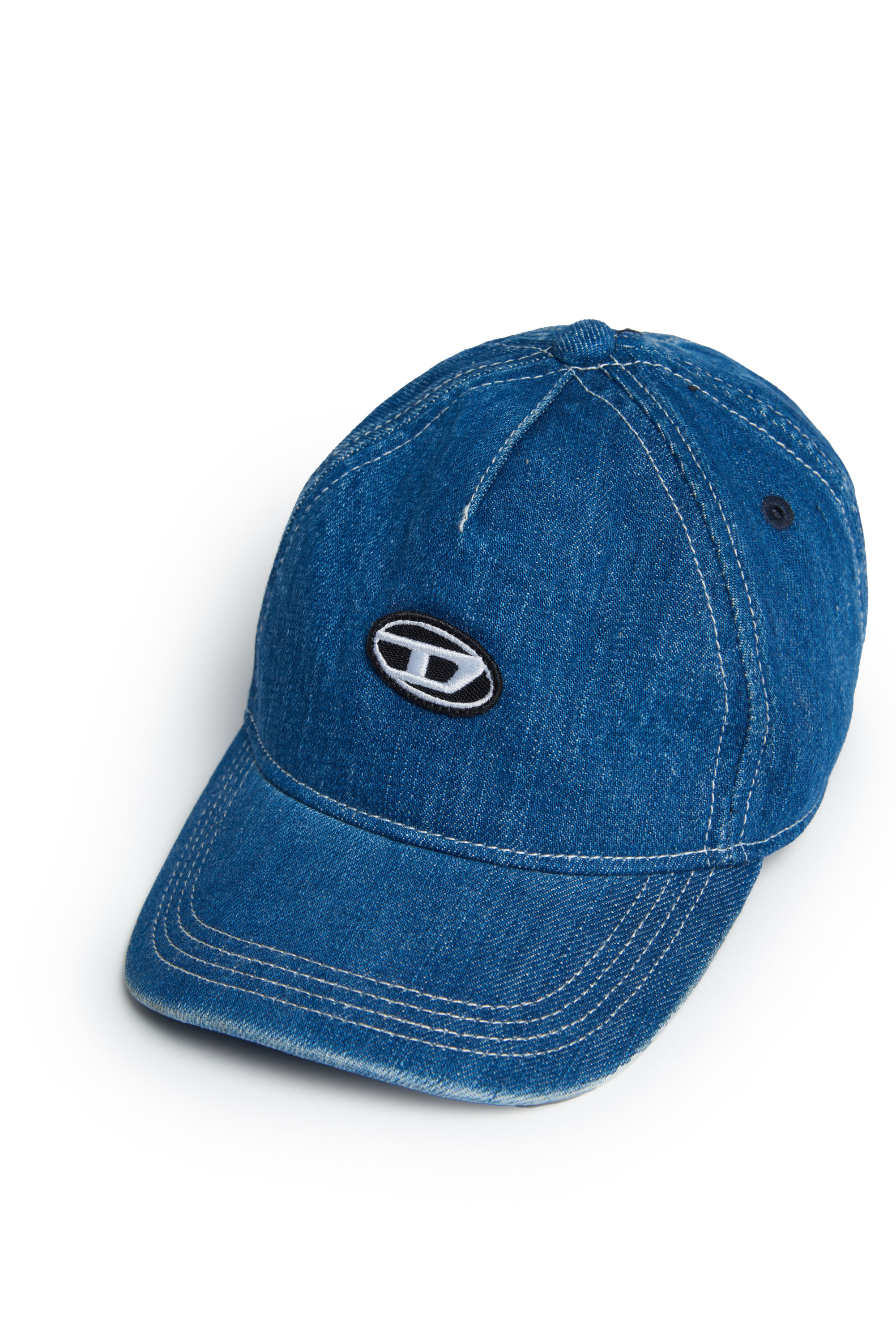 Diesel - FPOBIB, Man's Denim baseball cap with Oval D patch in Blue - 3