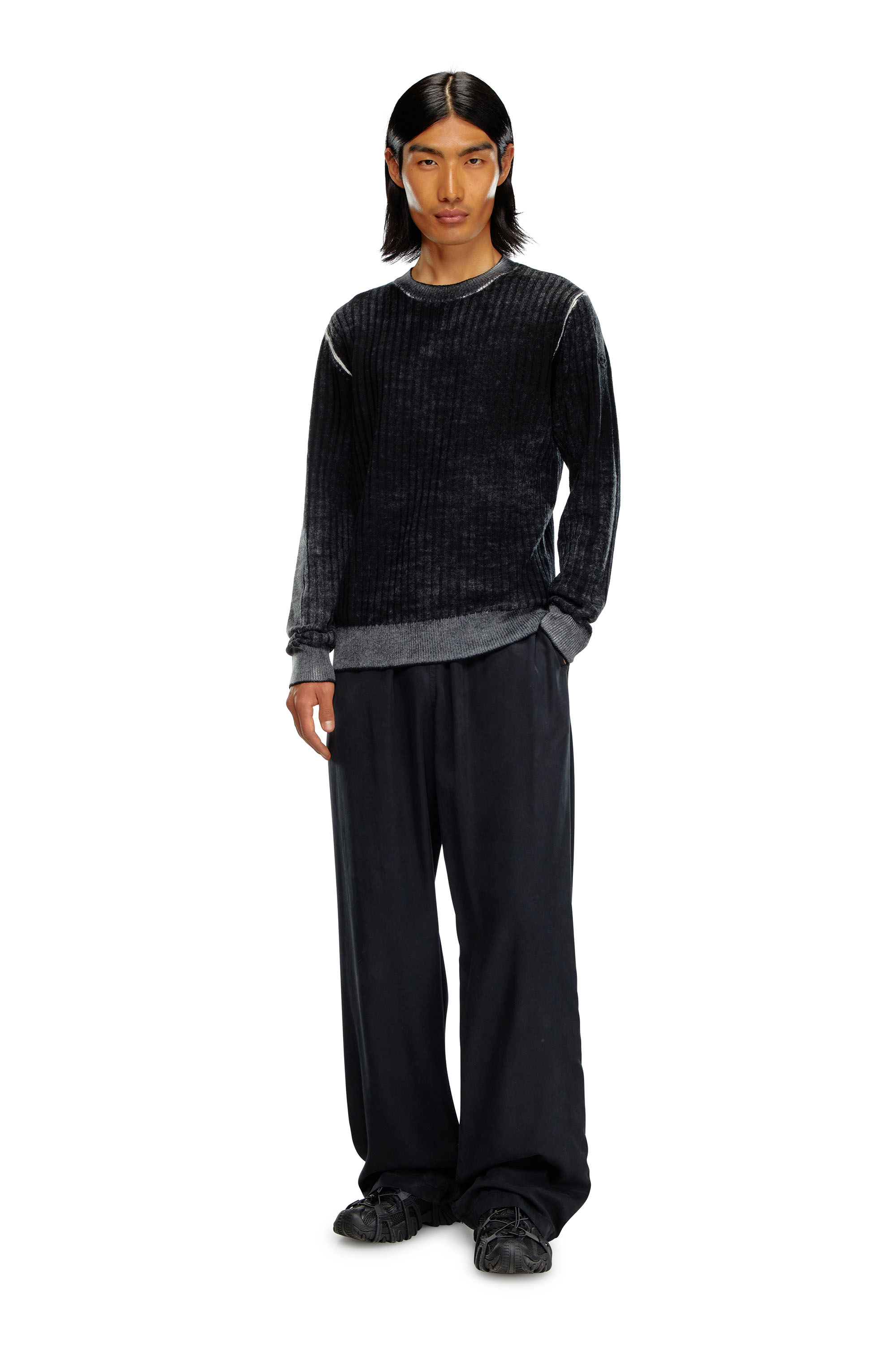 Diesel - K-ANDELERO, Man's Printed wool jumper in Grey - 2