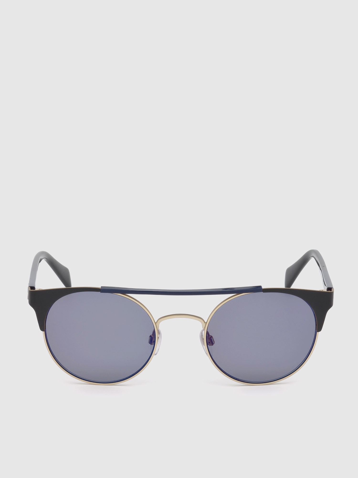 Diesel - DL0218, Unisex's Panto-shaped metal eyewear in Black/Blue - 2