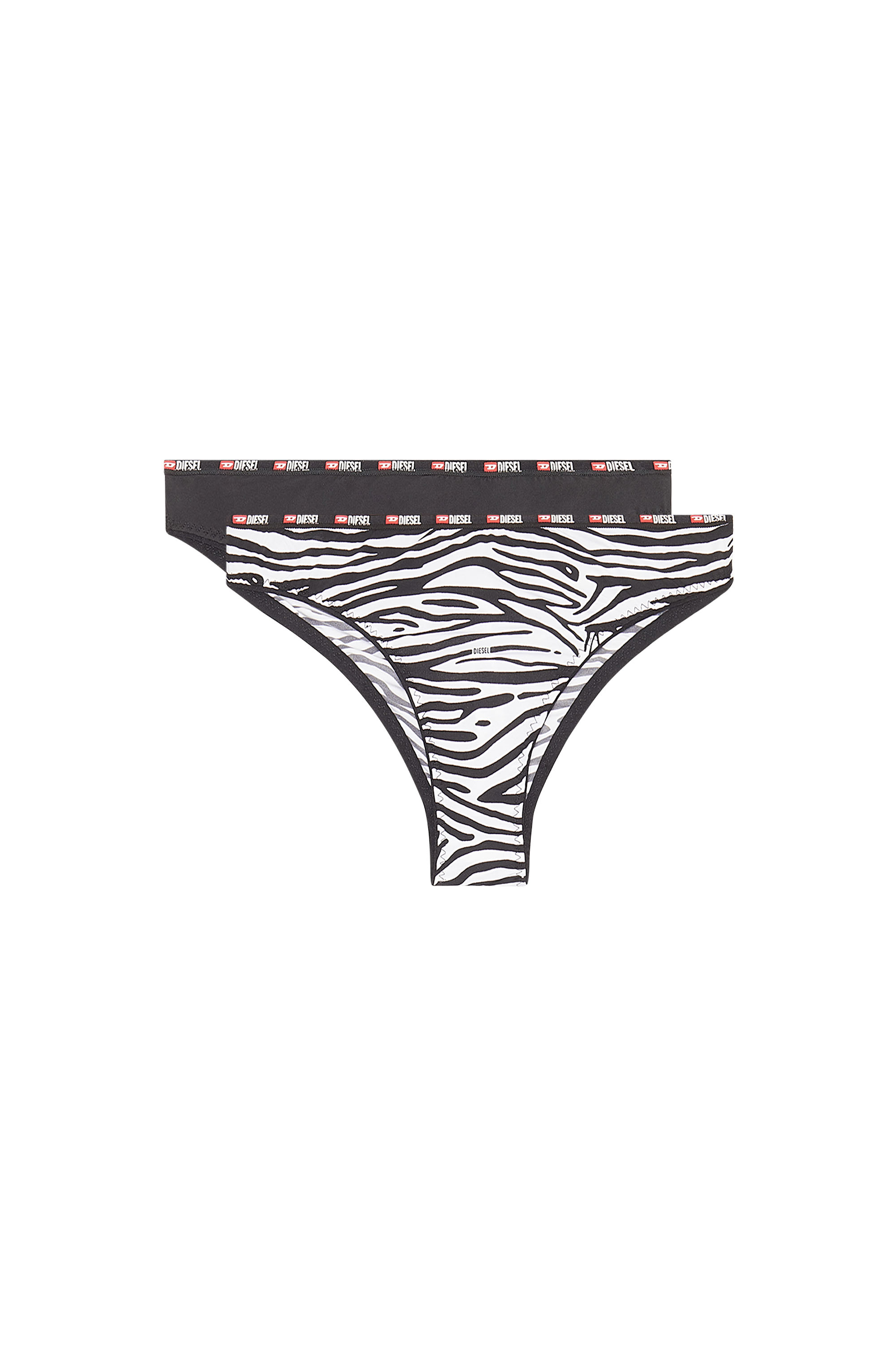 Diesel - UFPN-BONITASTWOPACK, Woman's Two-pack women's briefs plain and zebra in Black/White - 1