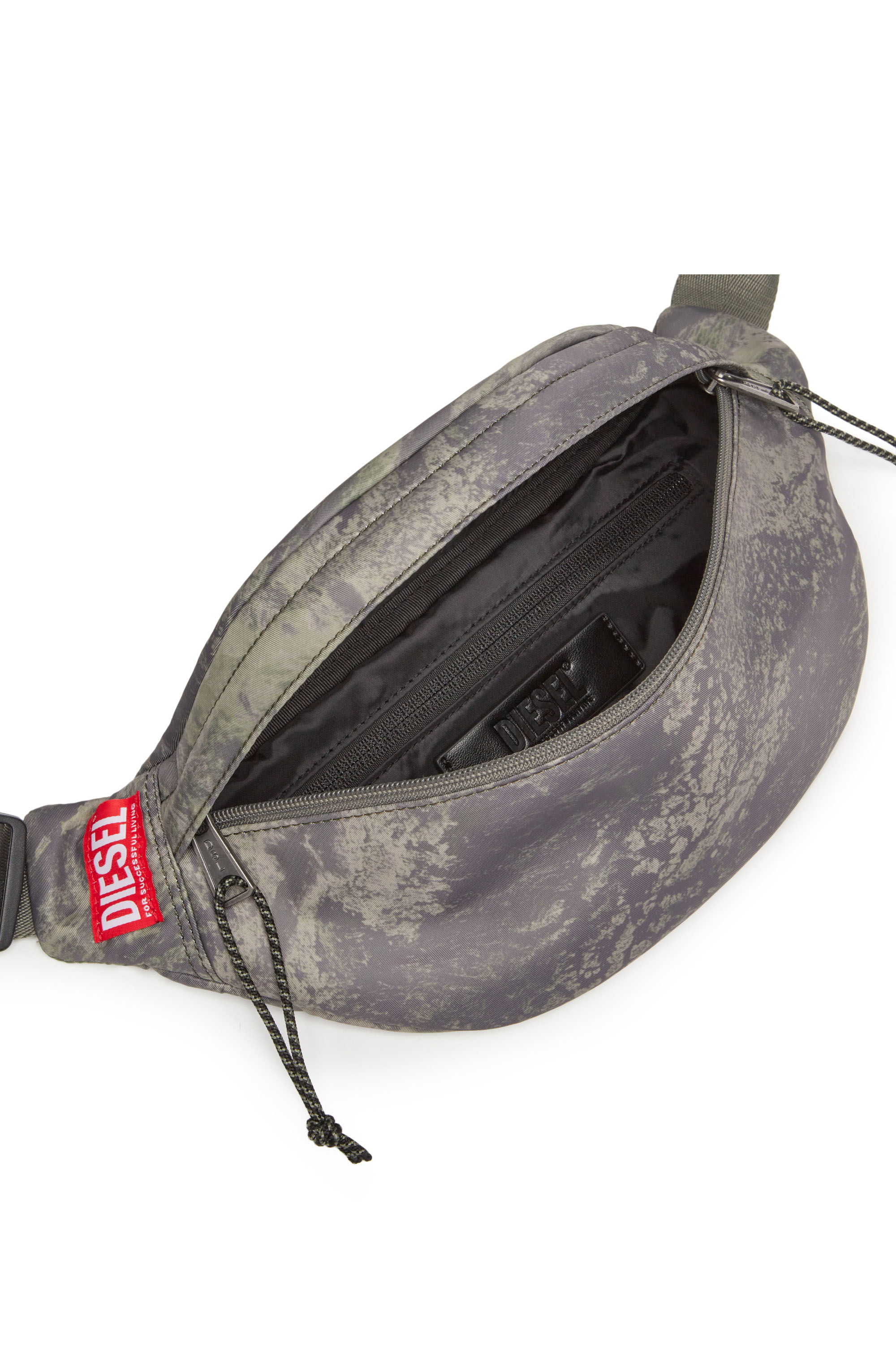 Diesel - RAVE BELTBAG X, Man's Rave Beltbag X - Belt bag in recycled earth-print fabric in Green - 4