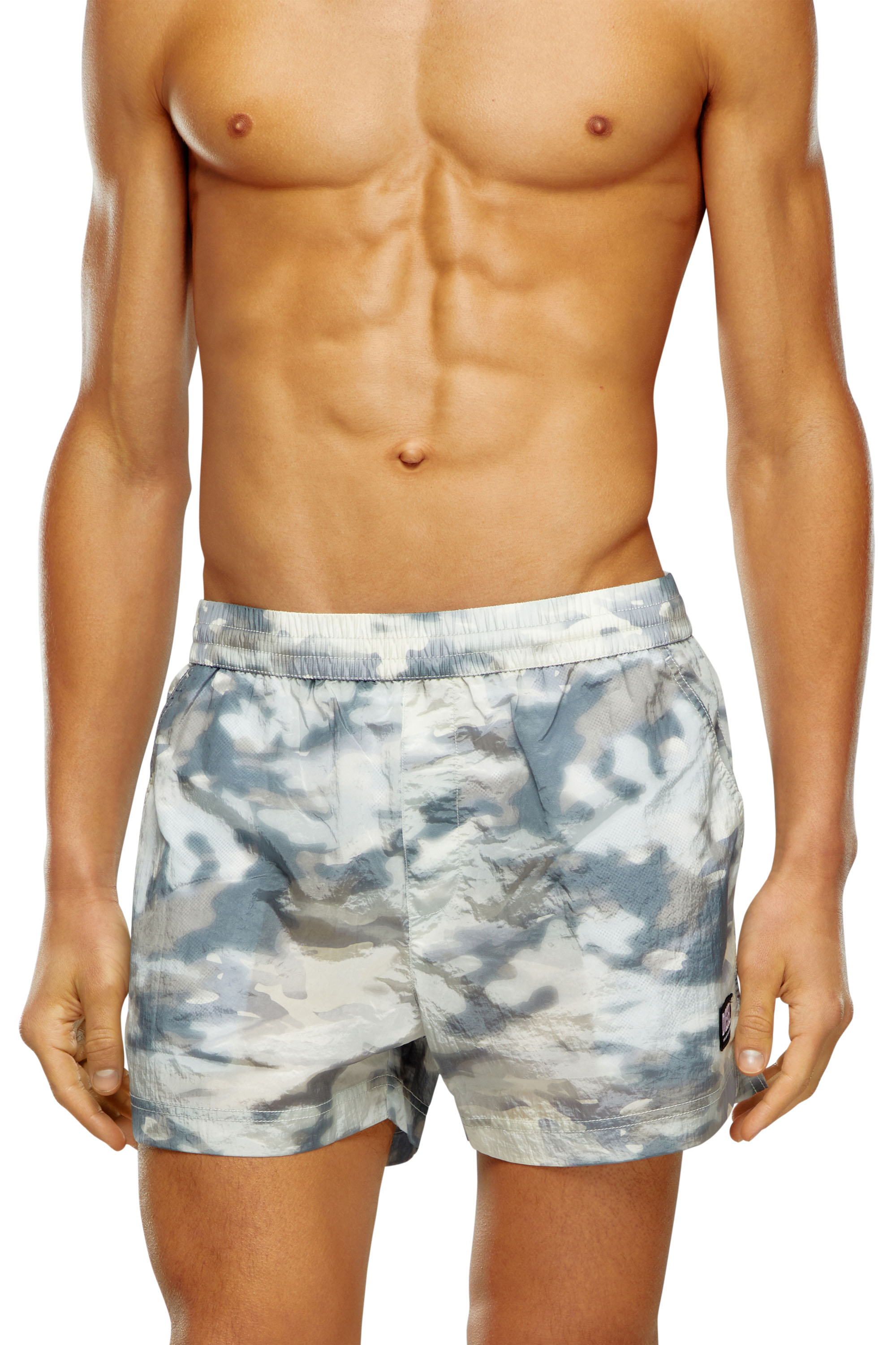Diesel - BMBX-MARIO-34CM-UTILITY, Man's Swim shorts with utilitarian print in Grey - 2