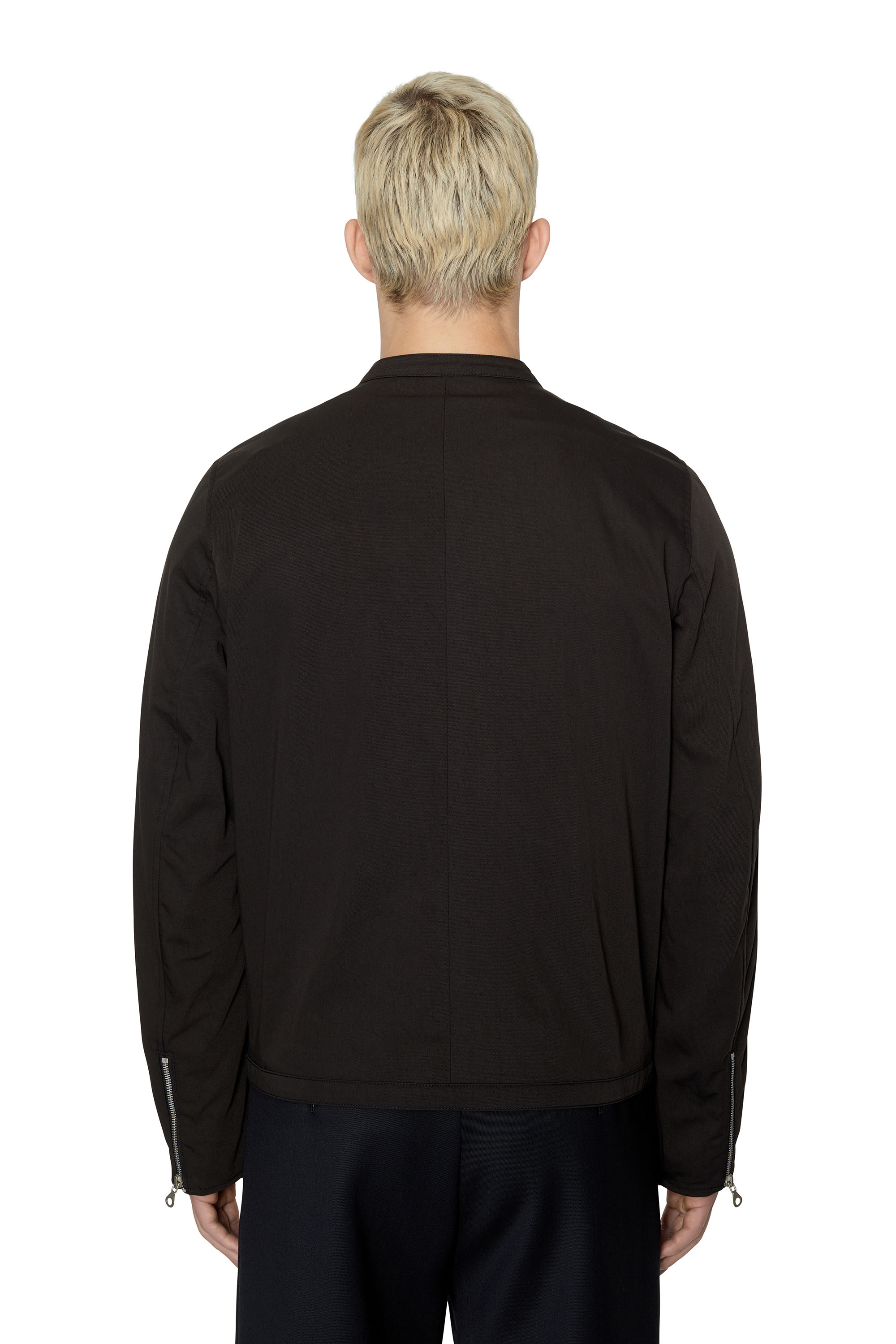 Diesel - J-GLORY-NW, Man's Biker jacket in cotton-touch nylon in Black - 4