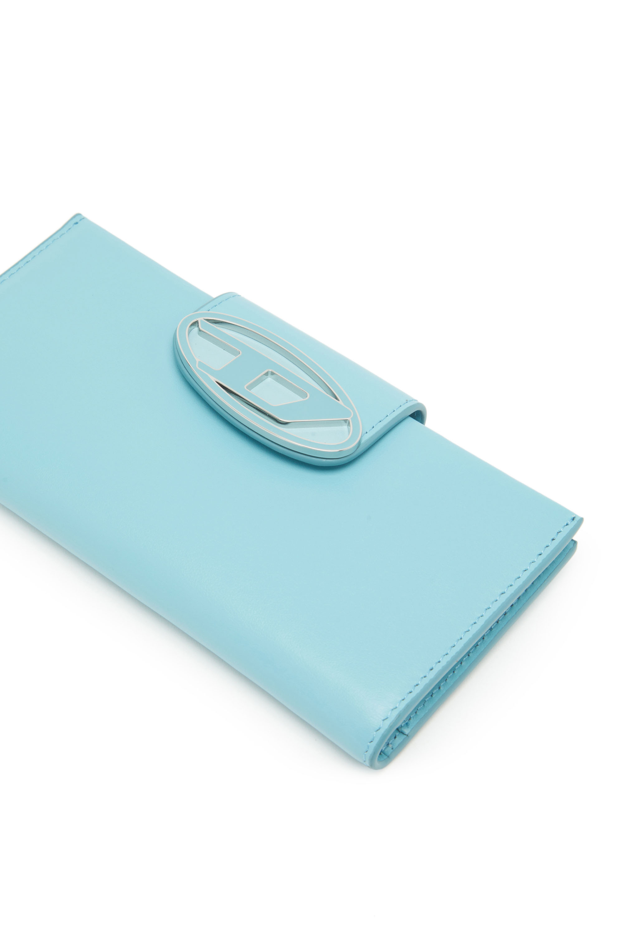 Diesel - JULIE, Woman's Leather continental wallet in Azure - 4