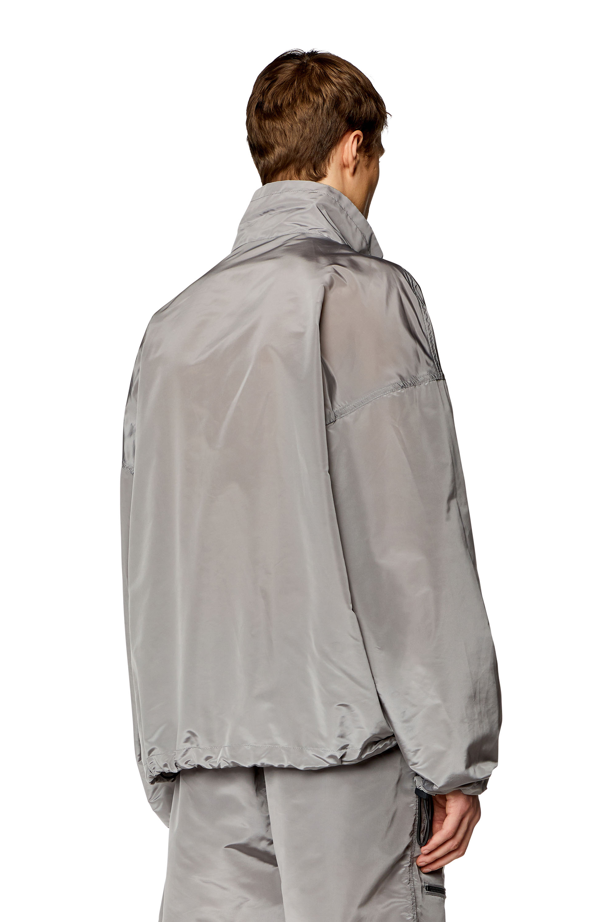 Diesel - J-WRIGHT, Man's Fluid windbreaker in ciré nylon in Light Grey - 4