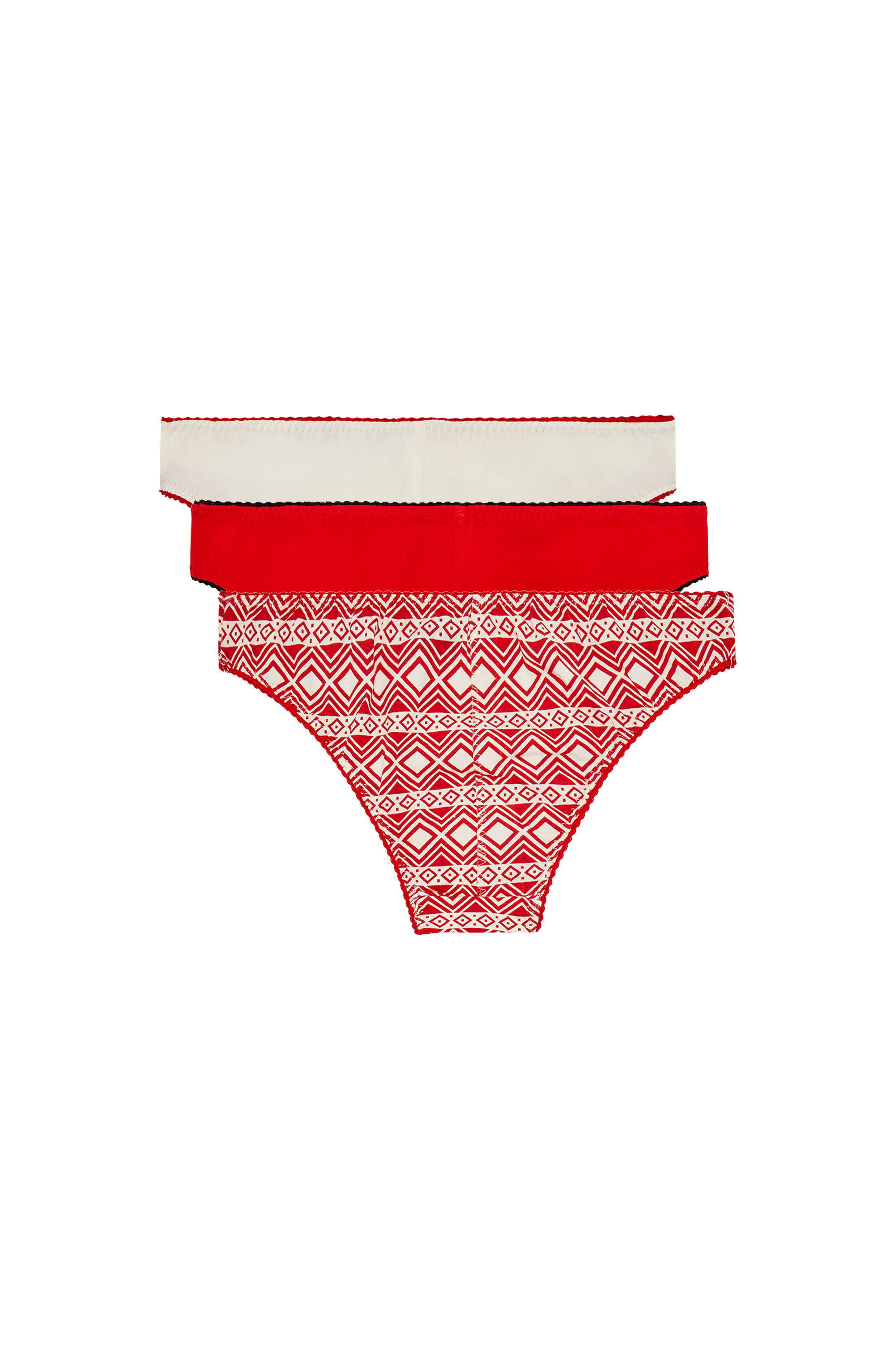 Diesel - UFPN-BONITAS-X-THREEPACK, Woman's Three-pack of briefs plain and patterned in Red/White - 2
