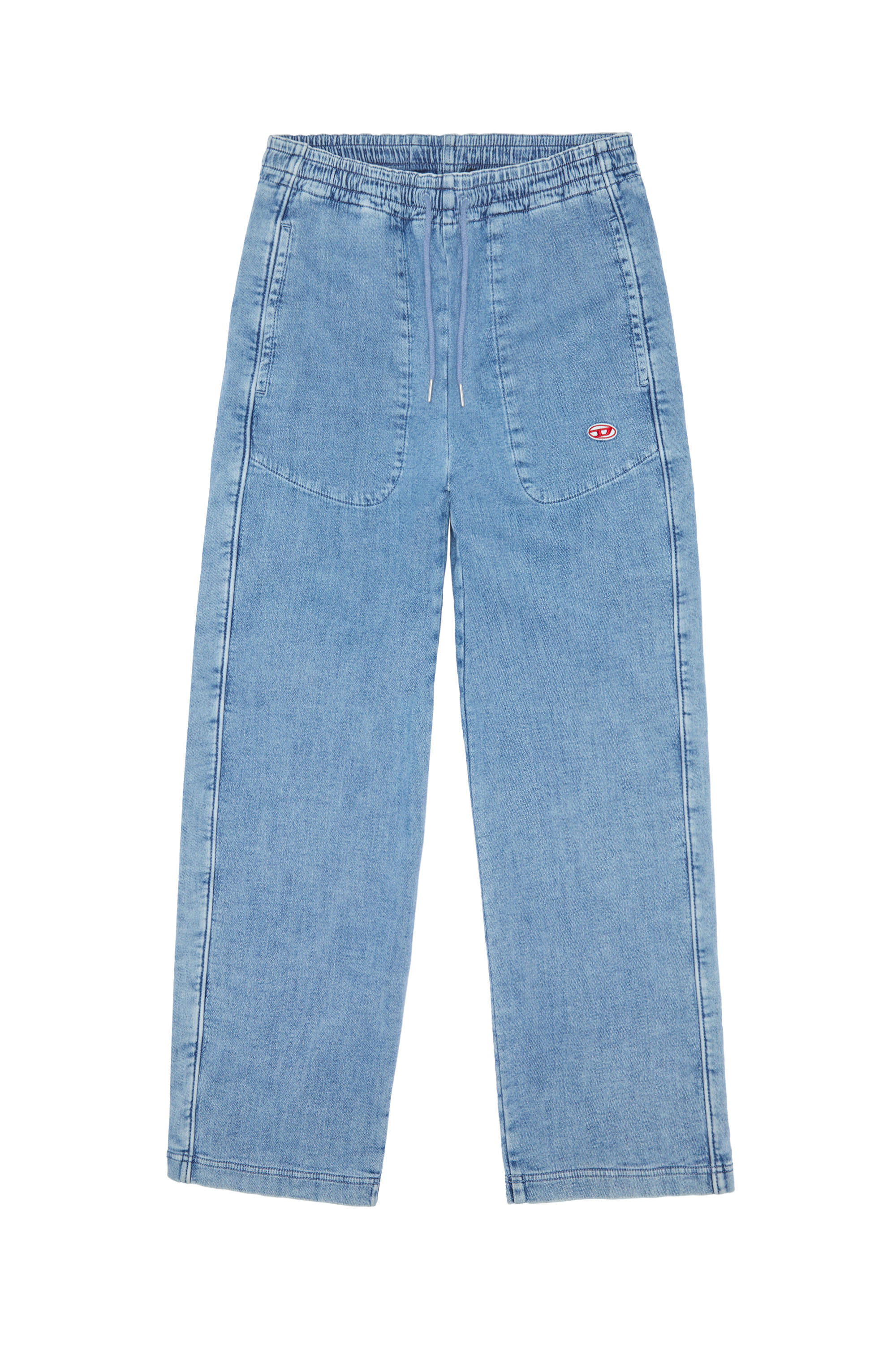Diesel - Straight D-Martians Track Denim 09D01, Man's Straight D-Martians Track Denim in Light Blue - 3