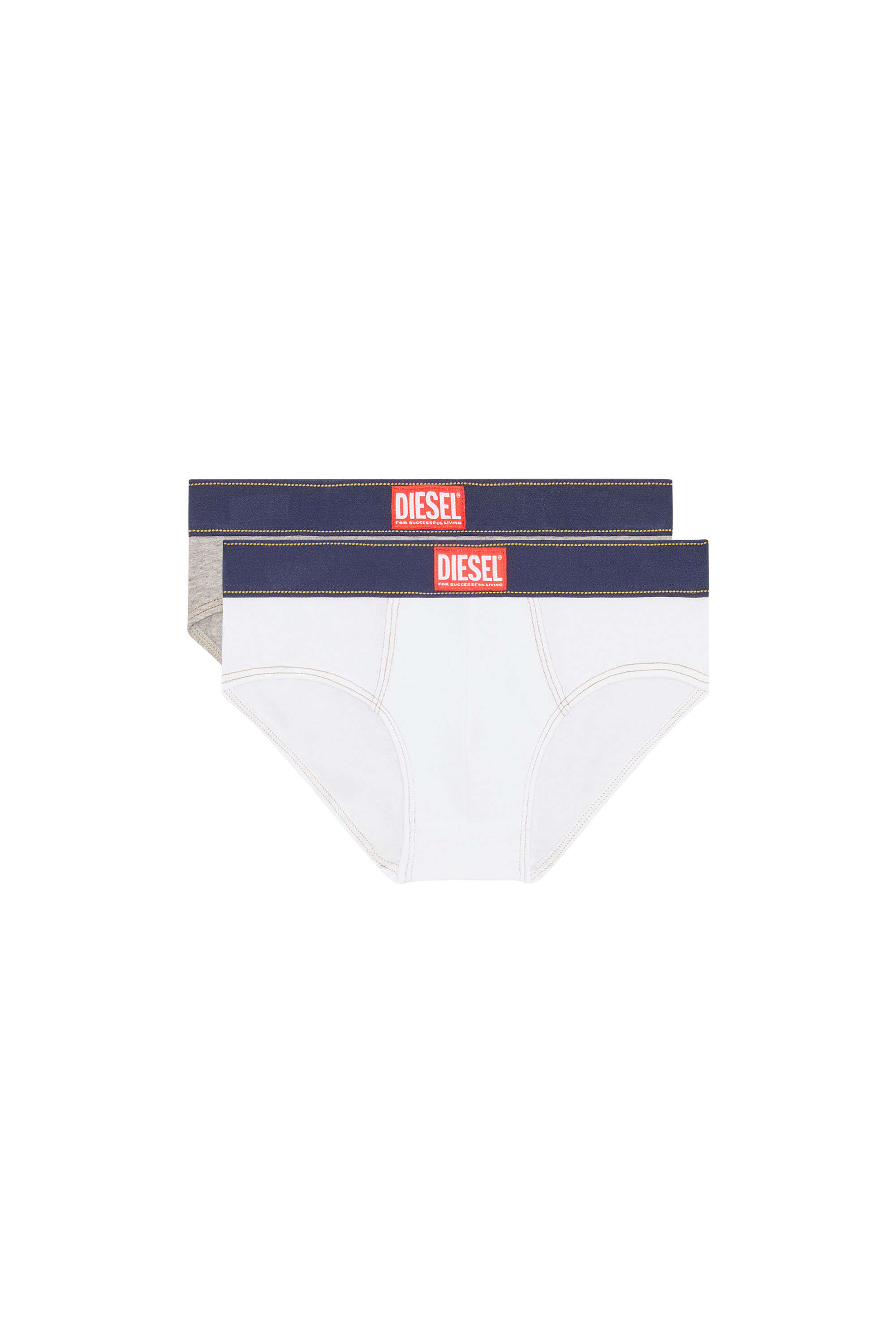 Diesel - UM-ANDYBIPACK-DEN, Man's Two-pack of briefs in Grey/White - 1