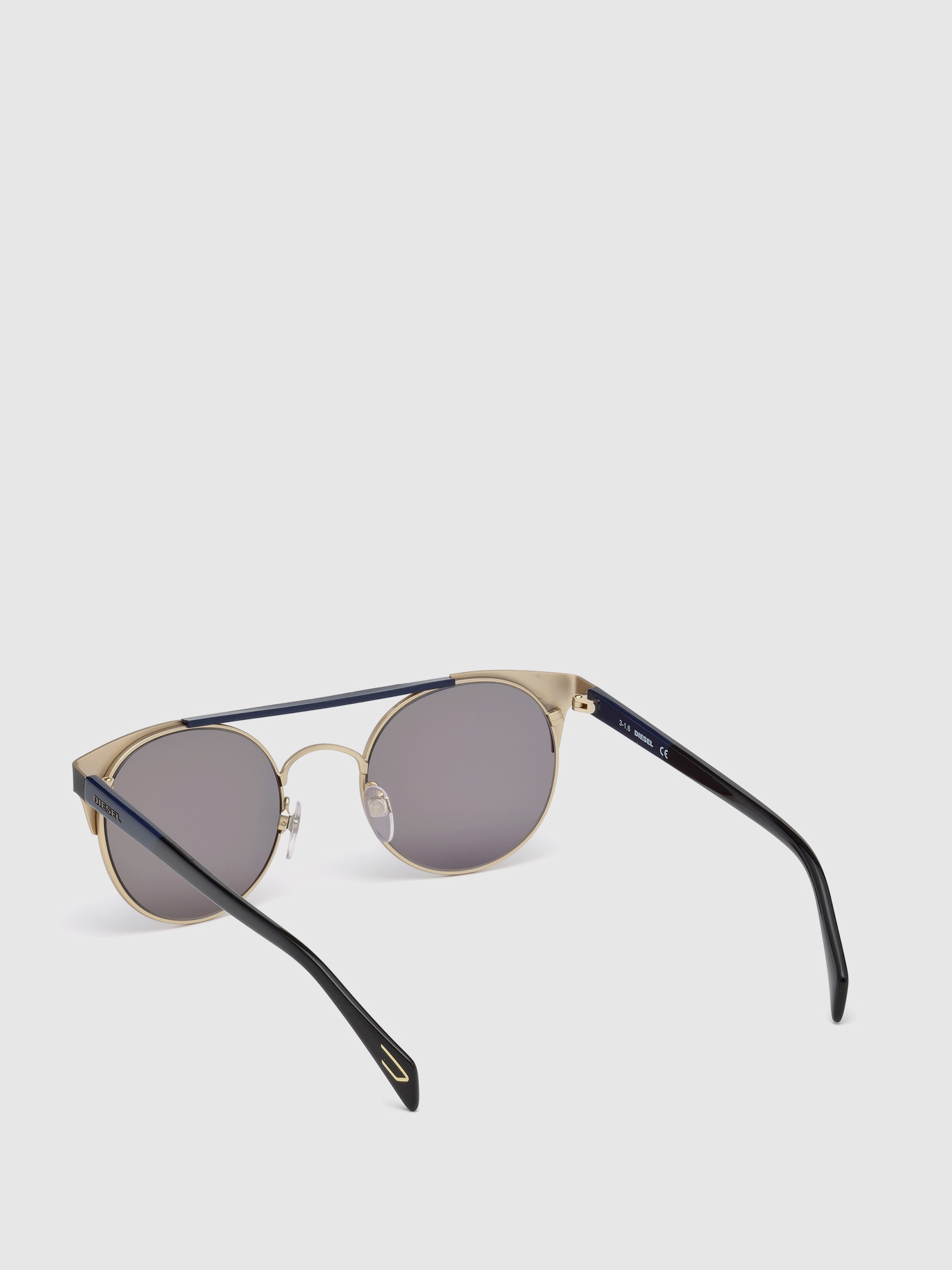 Diesel - DL0218, Unisex's Panto-shaped metal eyewear in Black/Blue - 3