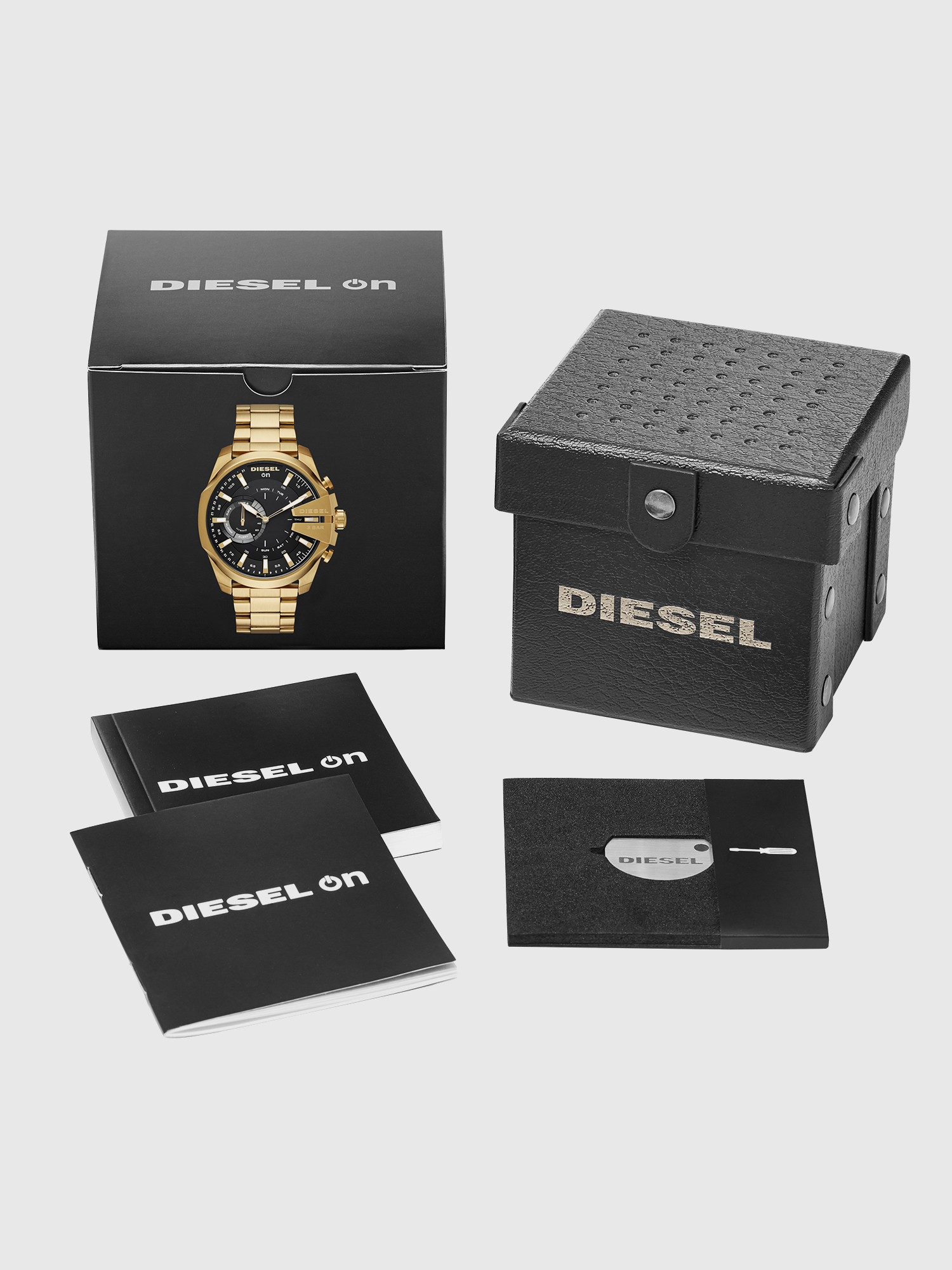 Diesel - DT1013, Man's Mega Chief Hybrid gold-tone hybrid smartwatch, 48 mm in Gold - 4