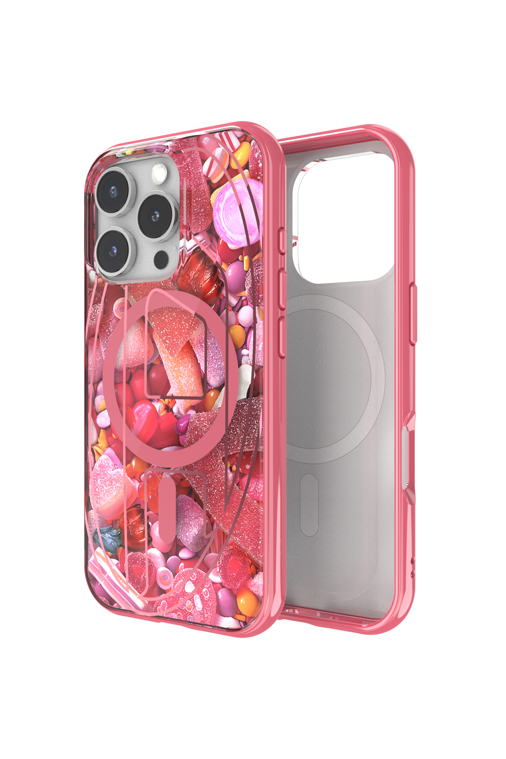 Diesel - 60250 AOP CASE, Unisex's Oval D Case with Magsafe iPhone 16 Pro in Pink - 1