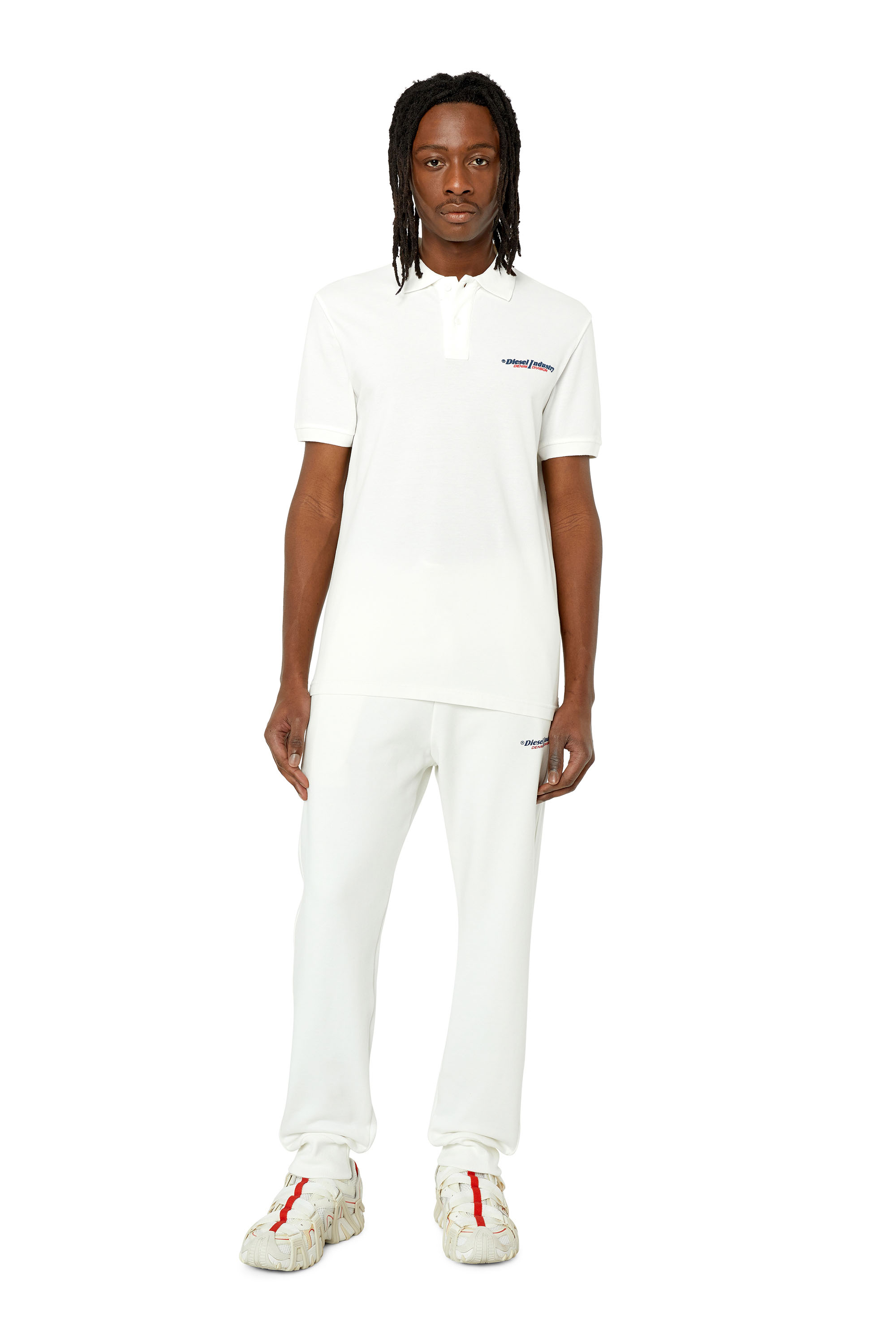 Diesel - T-SMITH-IND, Man's Polo shirt with Diesel Industry print in White - 2