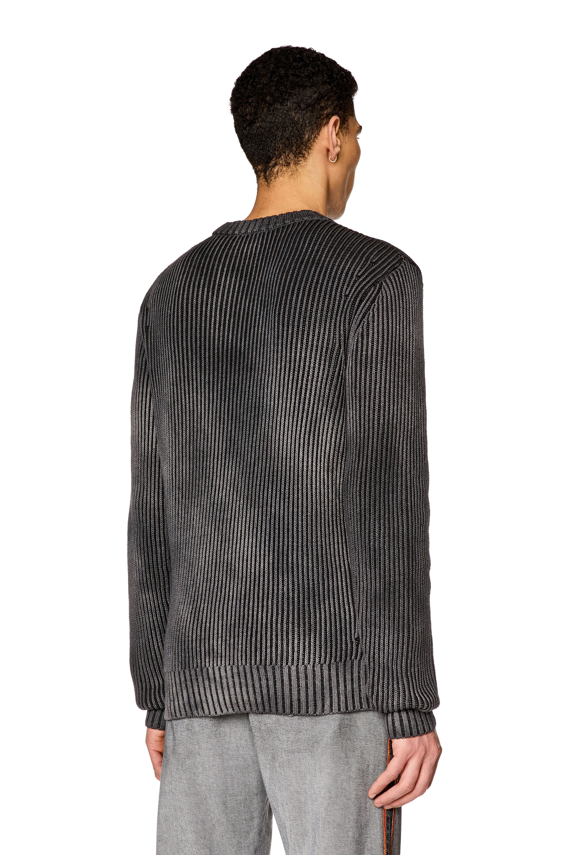 Diesel - K-ALIMNIA, Man's Cotton pullover with bad-dye effect in Black - 4