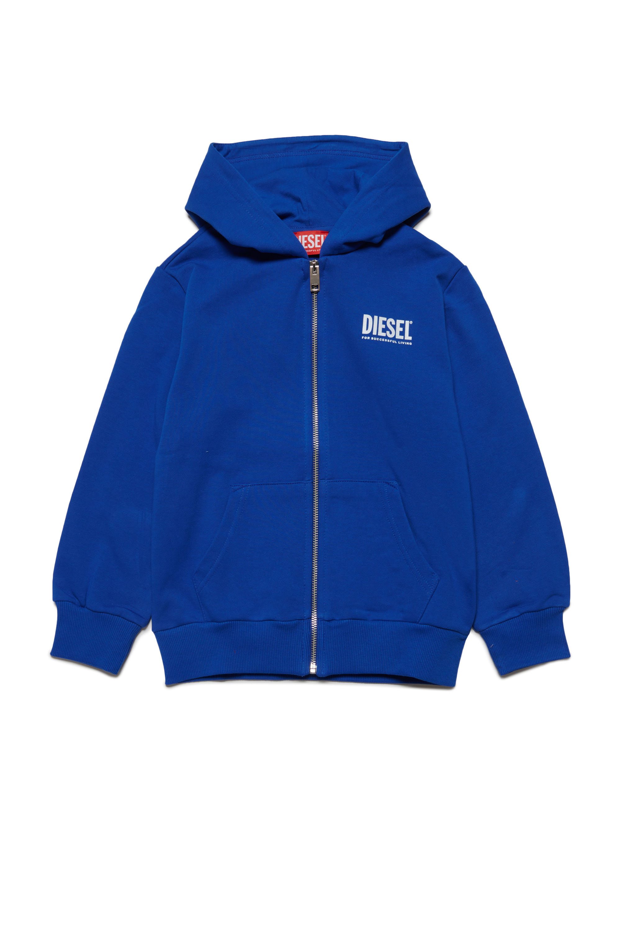 Diesel - LSTEPPIU DI OVER, Unisex's Zip-up hoodie with logo print in Blue - 1