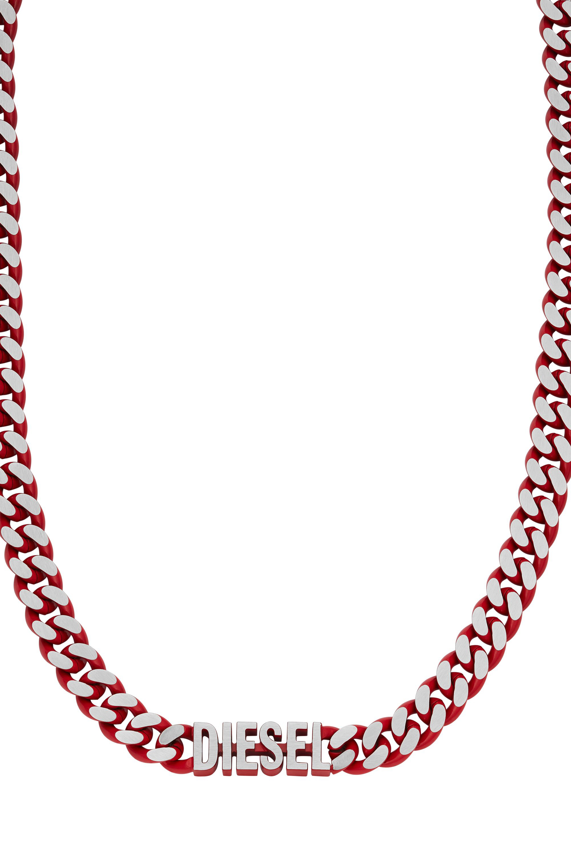 Diesel - DX1416, Unisex's Red Stainless Steel Choker Necklace in Red/Grey - 1
