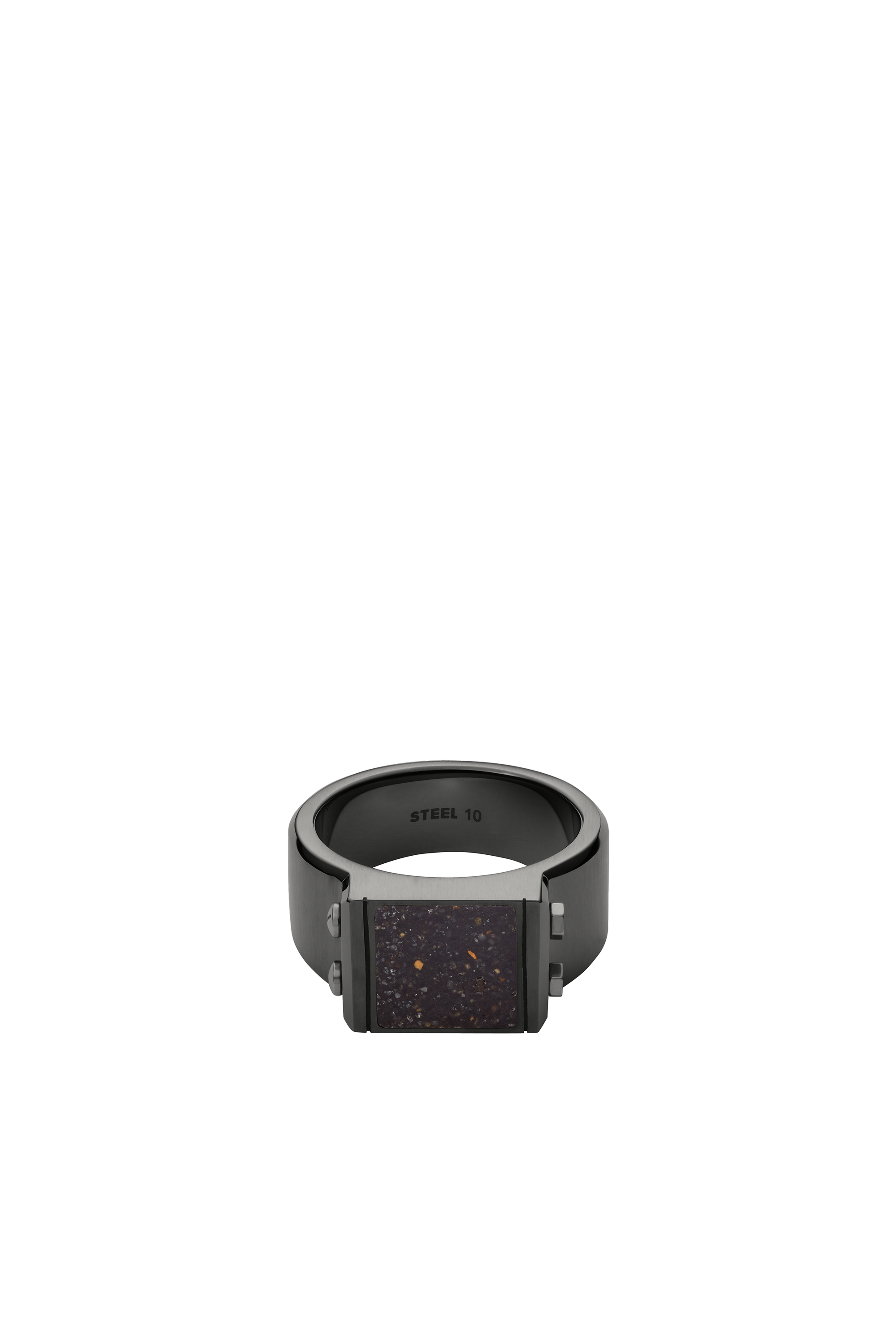 Diesel - DX1258, Man's Stainless steel signet ring in Black - 2