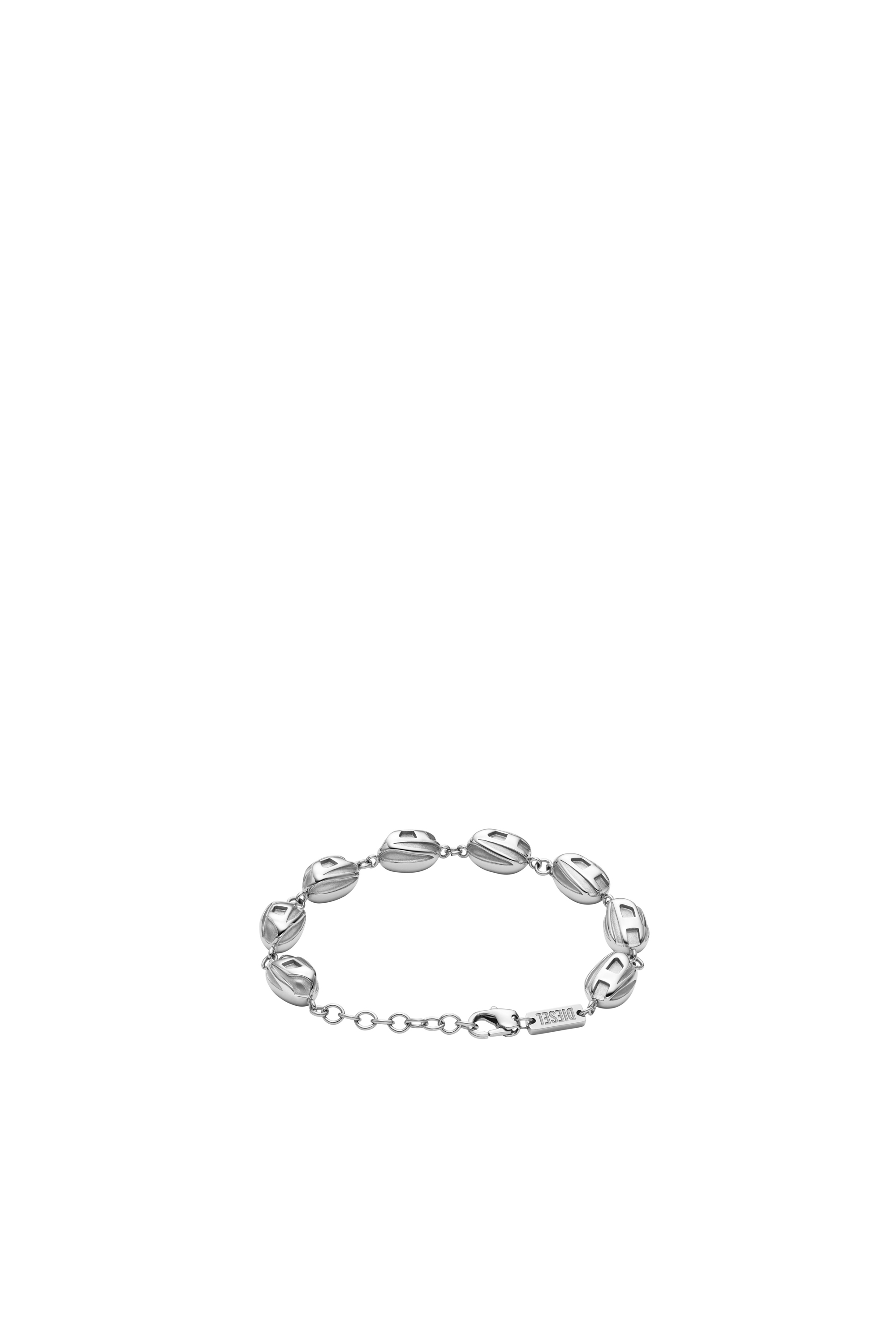 Diesel - DX1483, Man's Stainless steel beaded bracelet in Silver - 2