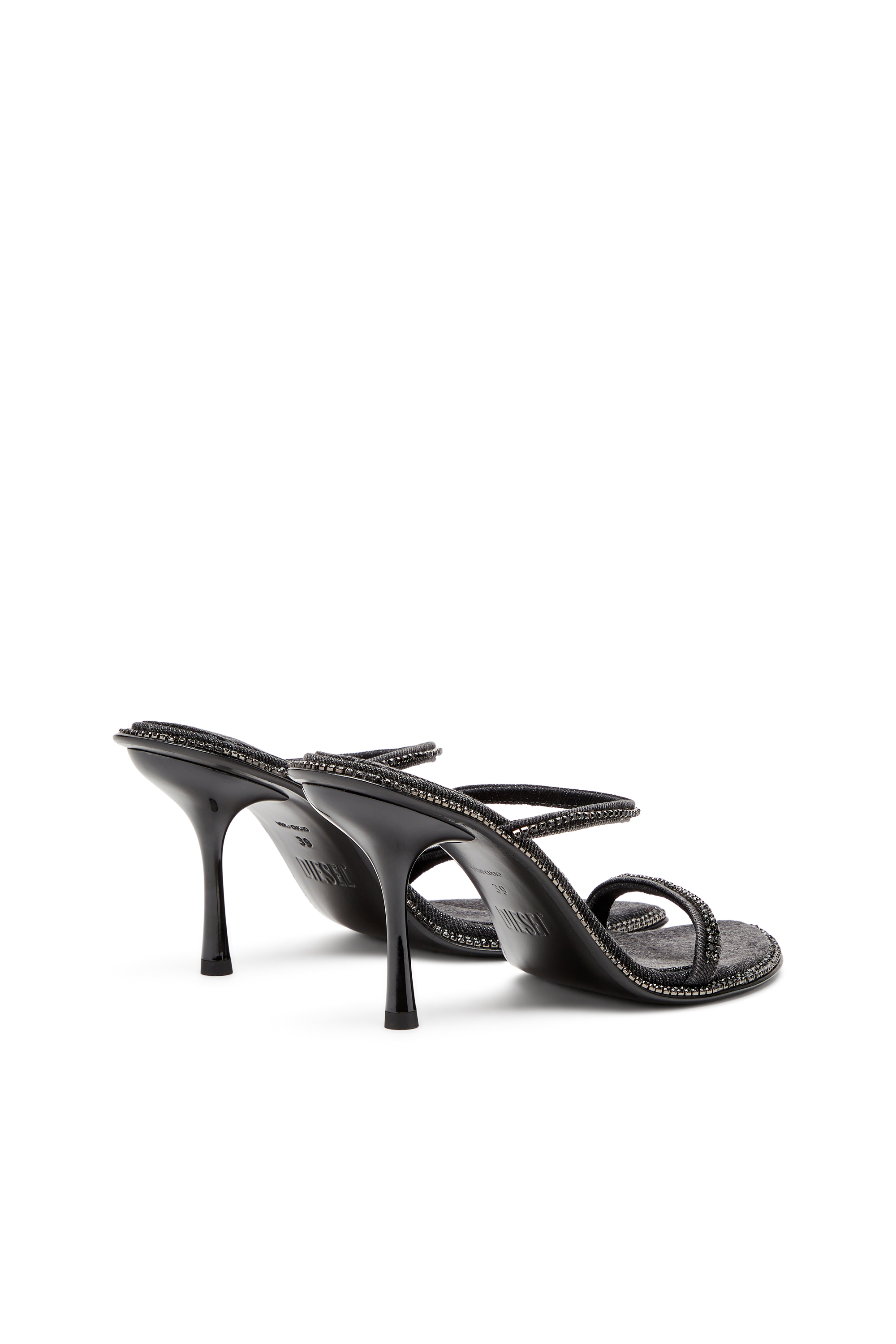 Diesel - D-HAVANNA SDL, Woman's D-Havanna-Heeled mules in crystal denim in Black - 3