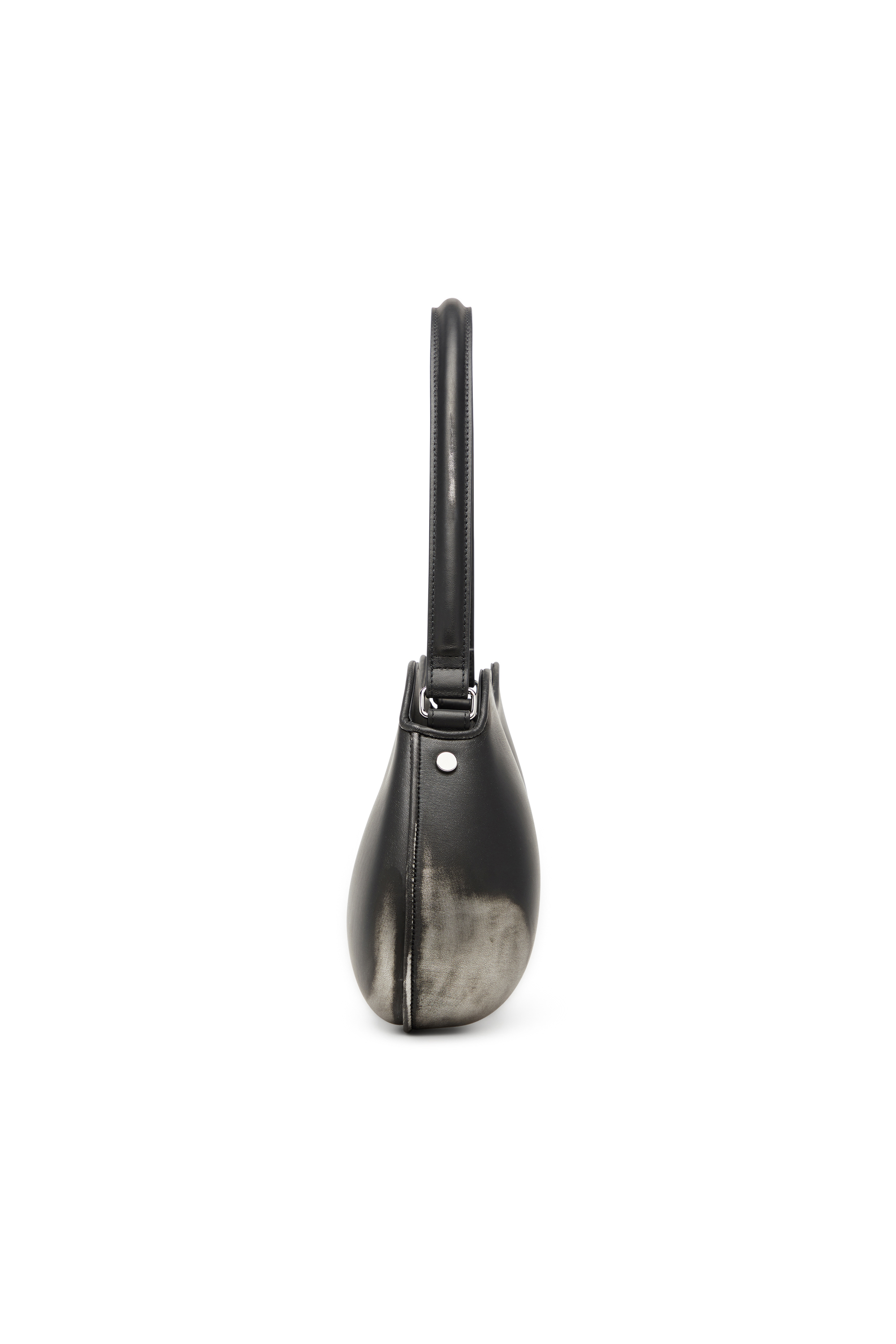 Diesel - DOUBLE-D SHOULDER, Woman's Rigid shoulder bag in brushed PU in Black/Silver - 3