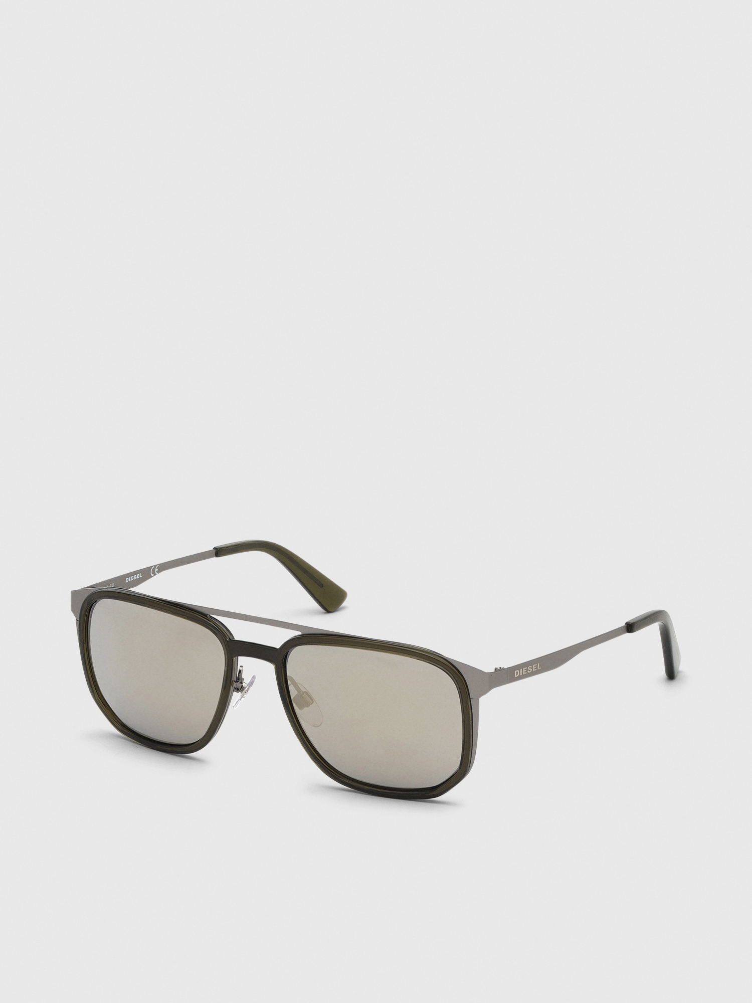 Diesel - DL0294, Man's Navigator sunglasses in metal and acetate in Olive Green - 3