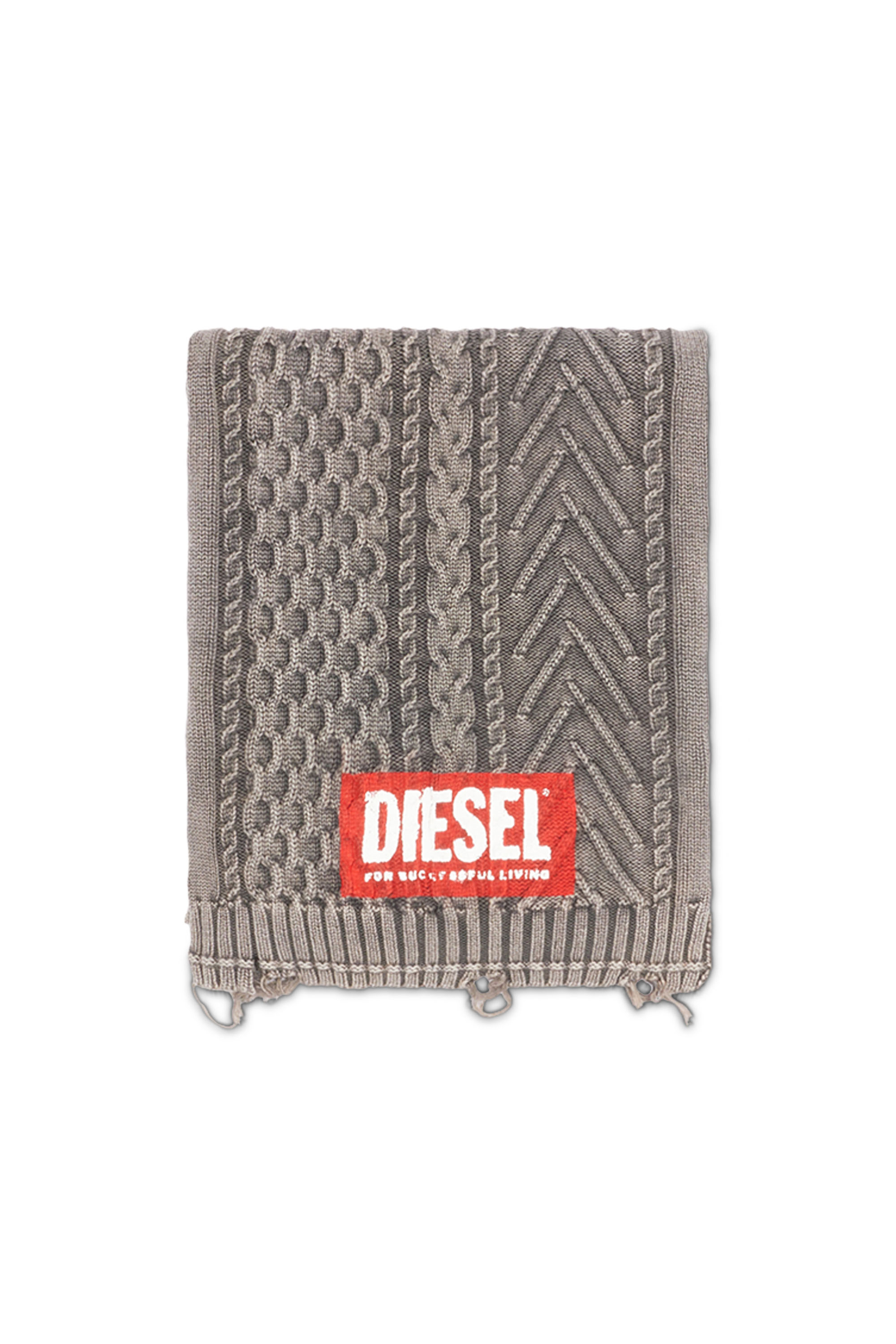 Diesel - K-FARMA, Unisex's Stonewashed scarf in cotton knit in Grey - 1