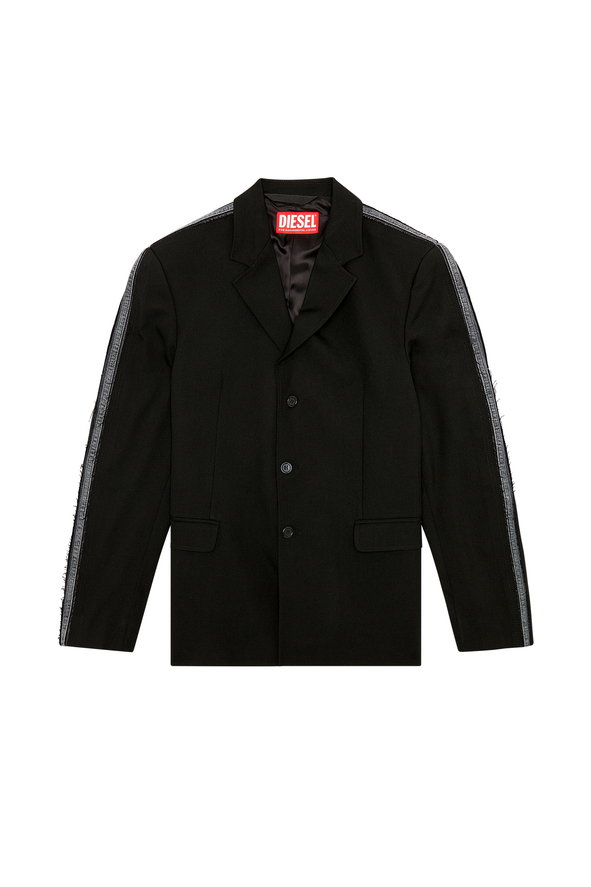 Diesel - J-HIVO, Man's Cool wool blazer with denim inserts in Black - 3